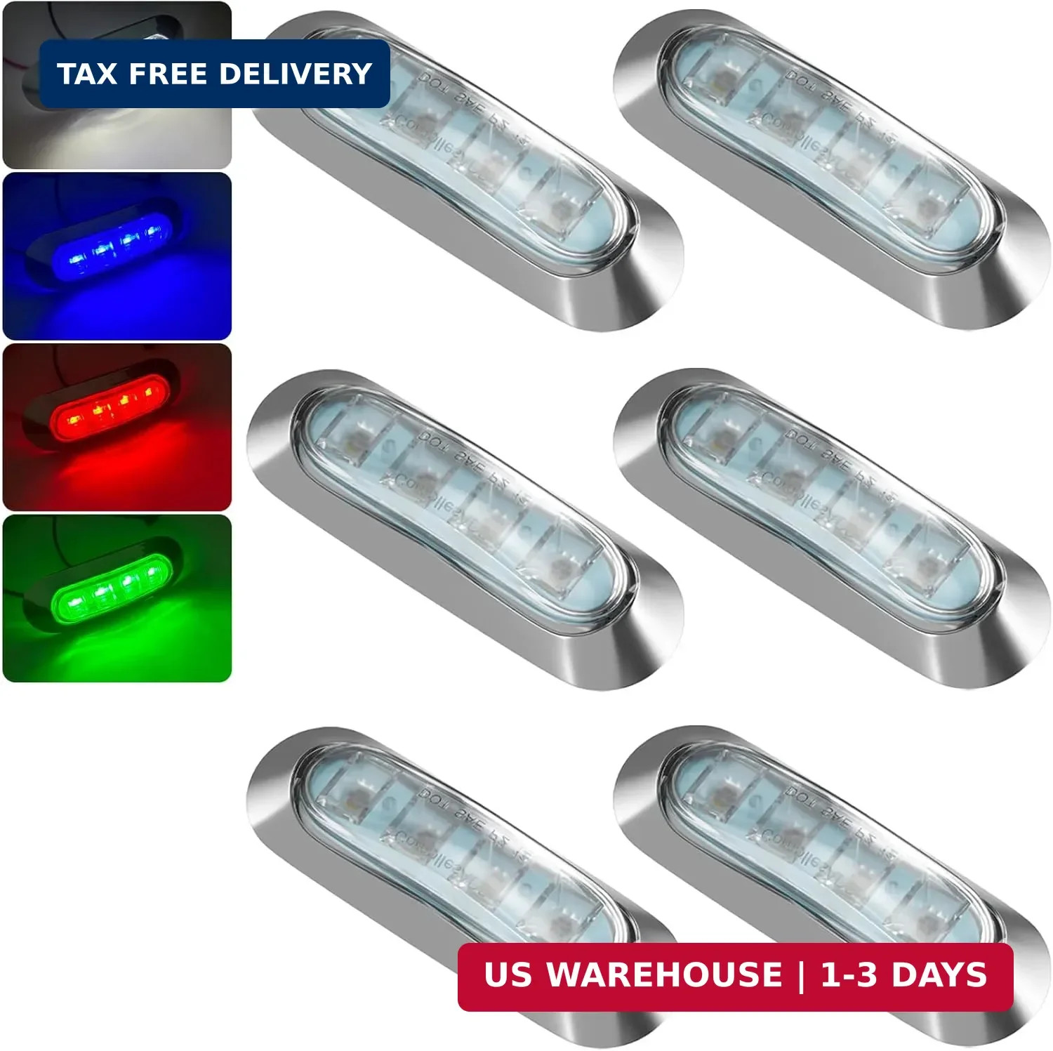 PSEQT 6Pcs 4LED RGBW Boat Courtesy Lights, 4-color 3.8” Oval Waterproof Marine