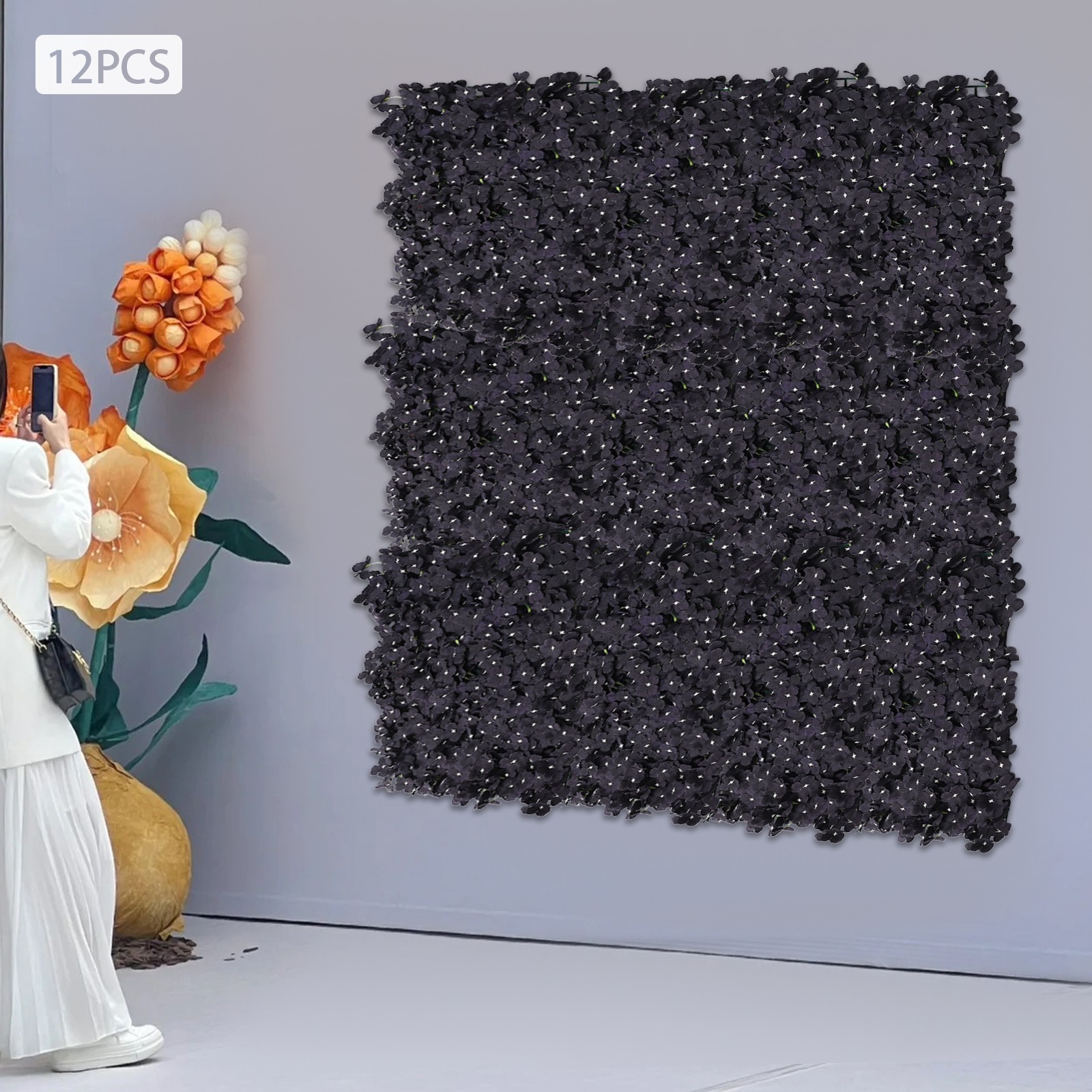 3D Flower Wall Panels-12pcs Artificial Flower Wall Background Silk Cloth Wedding