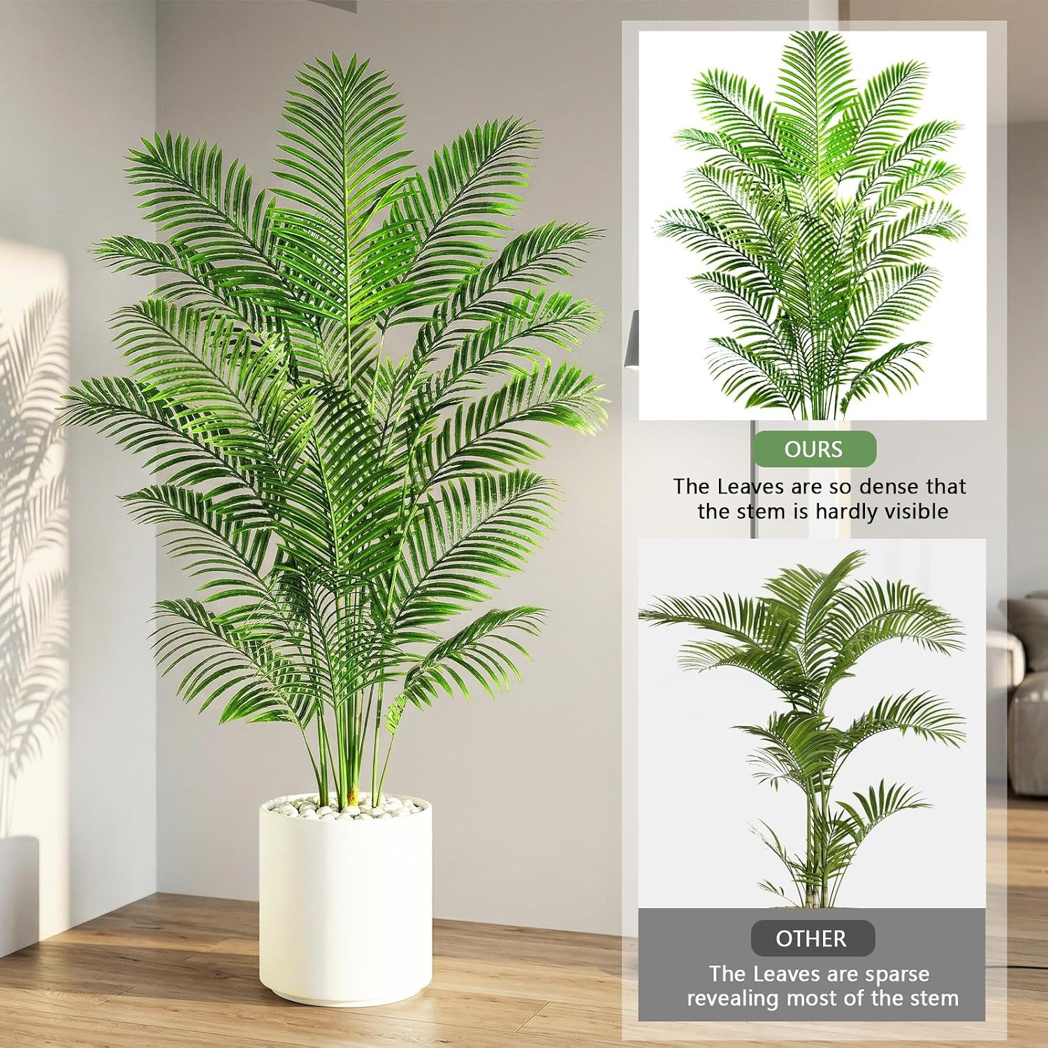 6FT Artificial Areca Palm Tree Faux Indoor Plant 18 Leaves Home Office Decor Pot