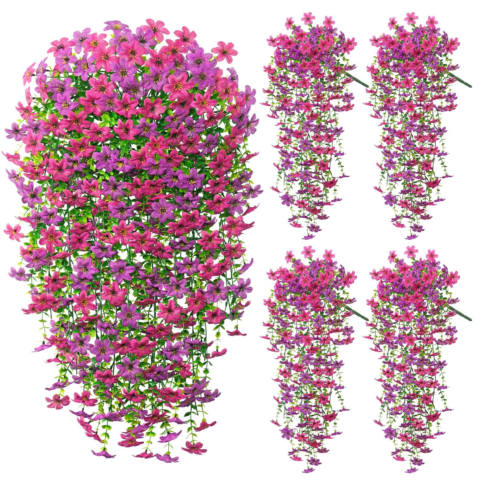 4PCS Artificial Hanging Flowers Faux Silk Daisy Hanging Flower Vines Outdoor …