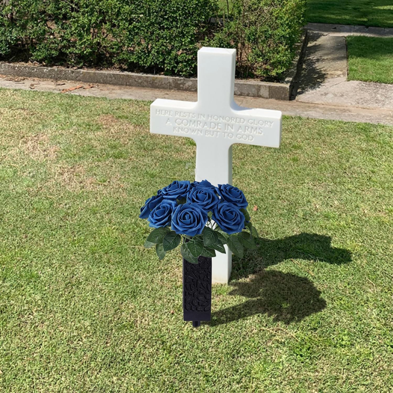 Cemetery Flower Vase with Foam for Grave Decorations 2 Headstones Spike Outdoor