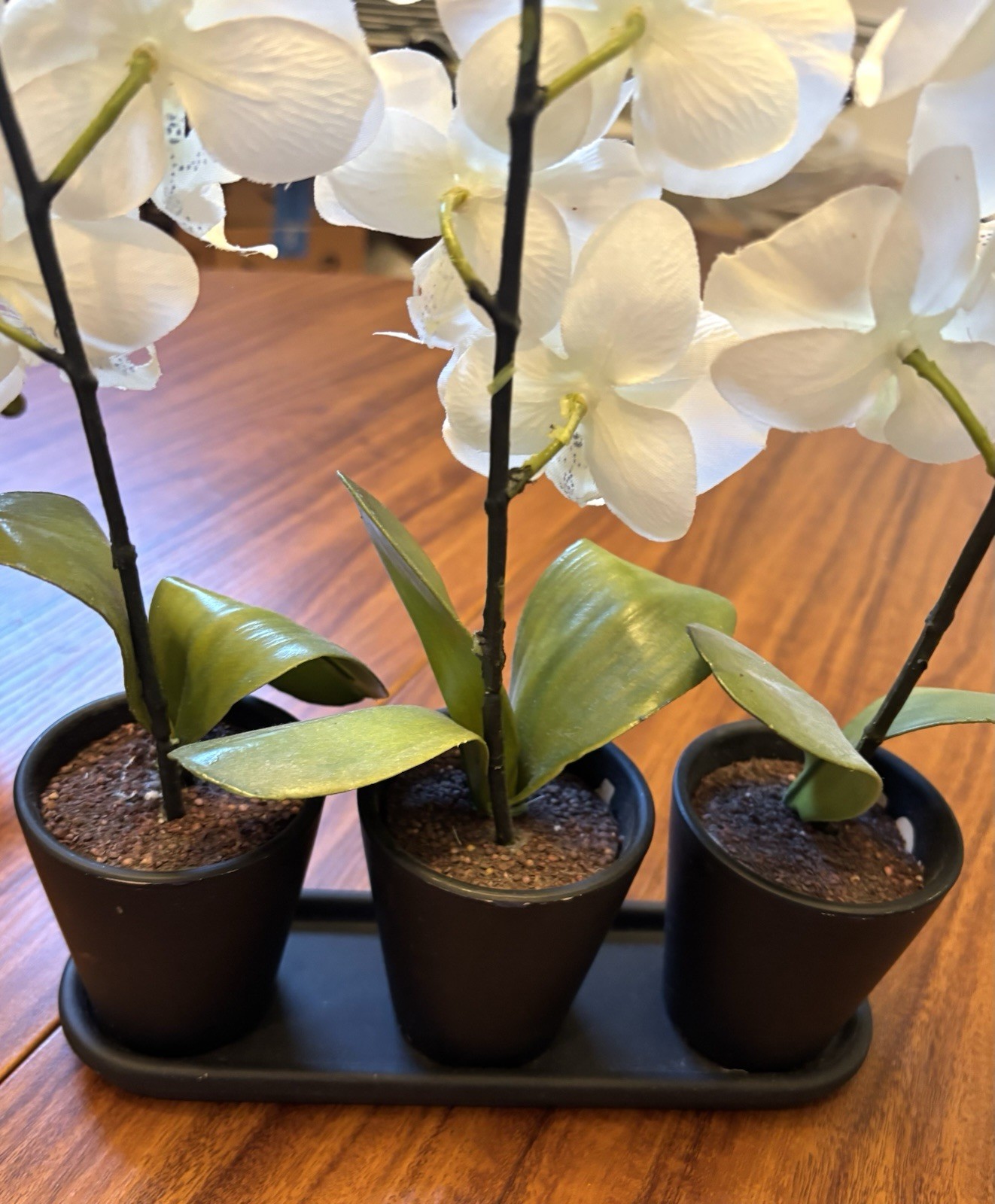 Silk Flowers In Pots Table Shelf Decor Two Arrangements Orchids