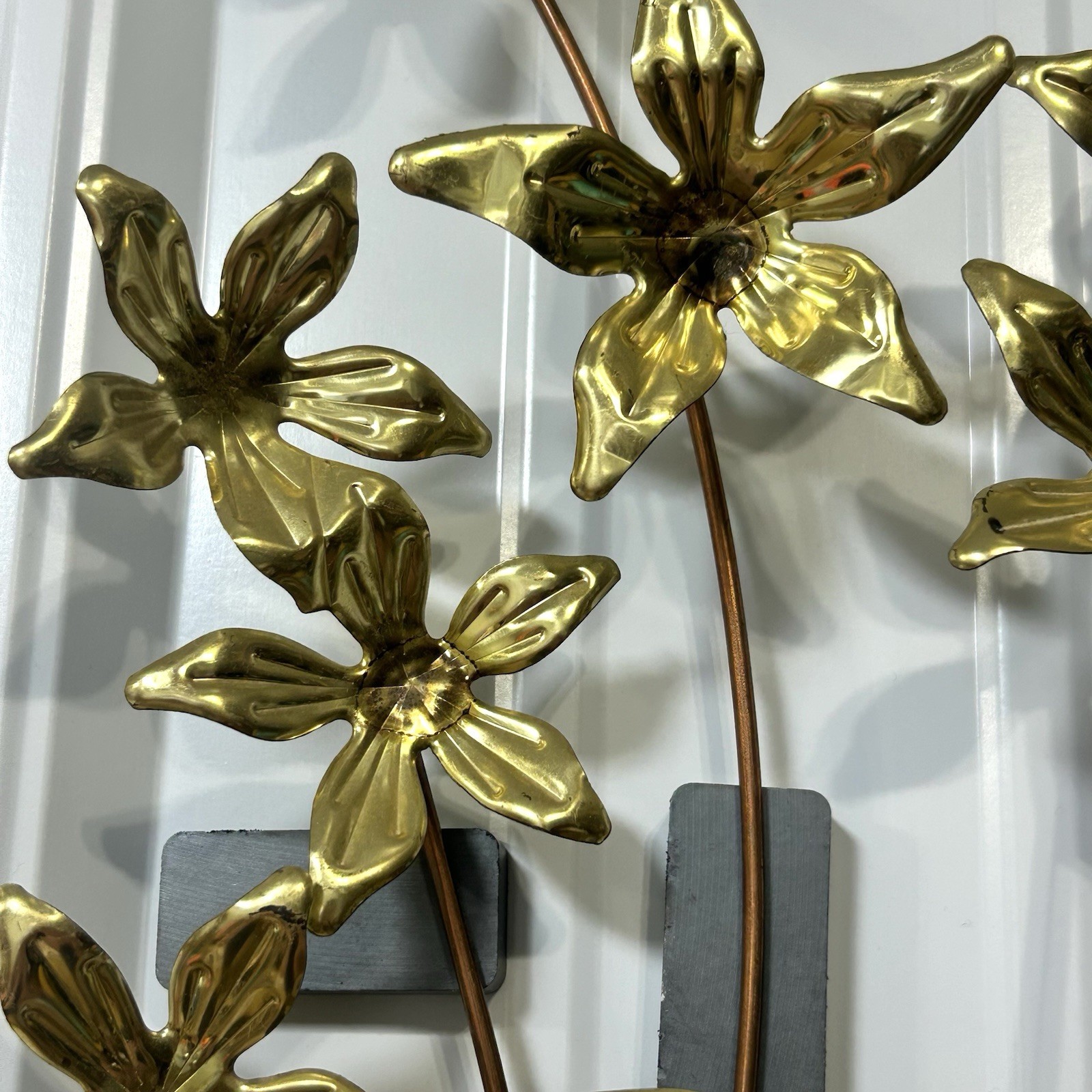 Metal Butterfly Sculptures Wall Hangings Flower Floral Vintage Decor 80s 90s