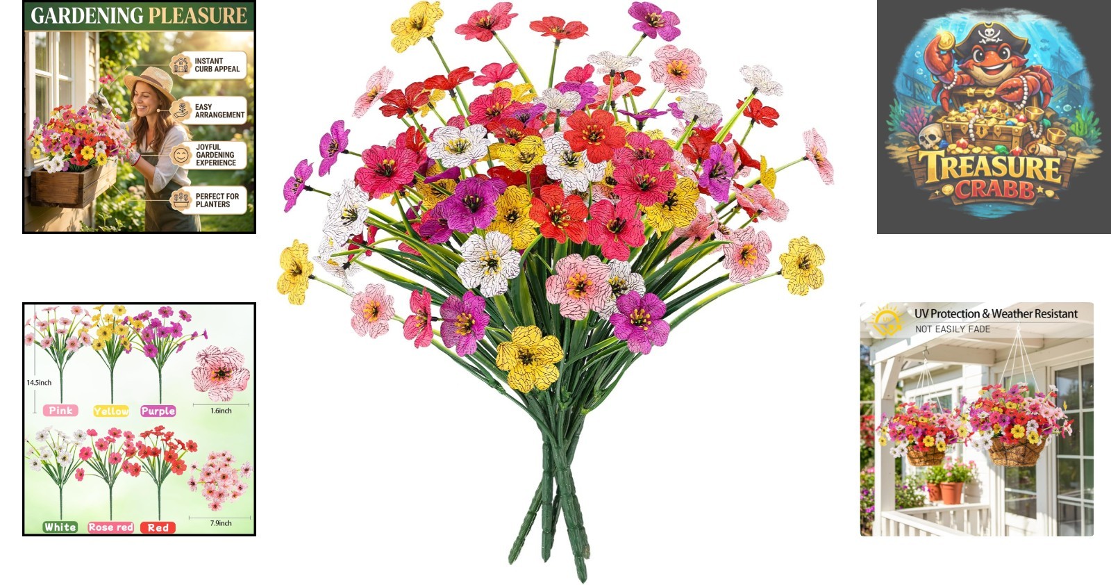 Maintenance-Free Mix Color Artificial Flowers – Perfect for Planters & Vases
