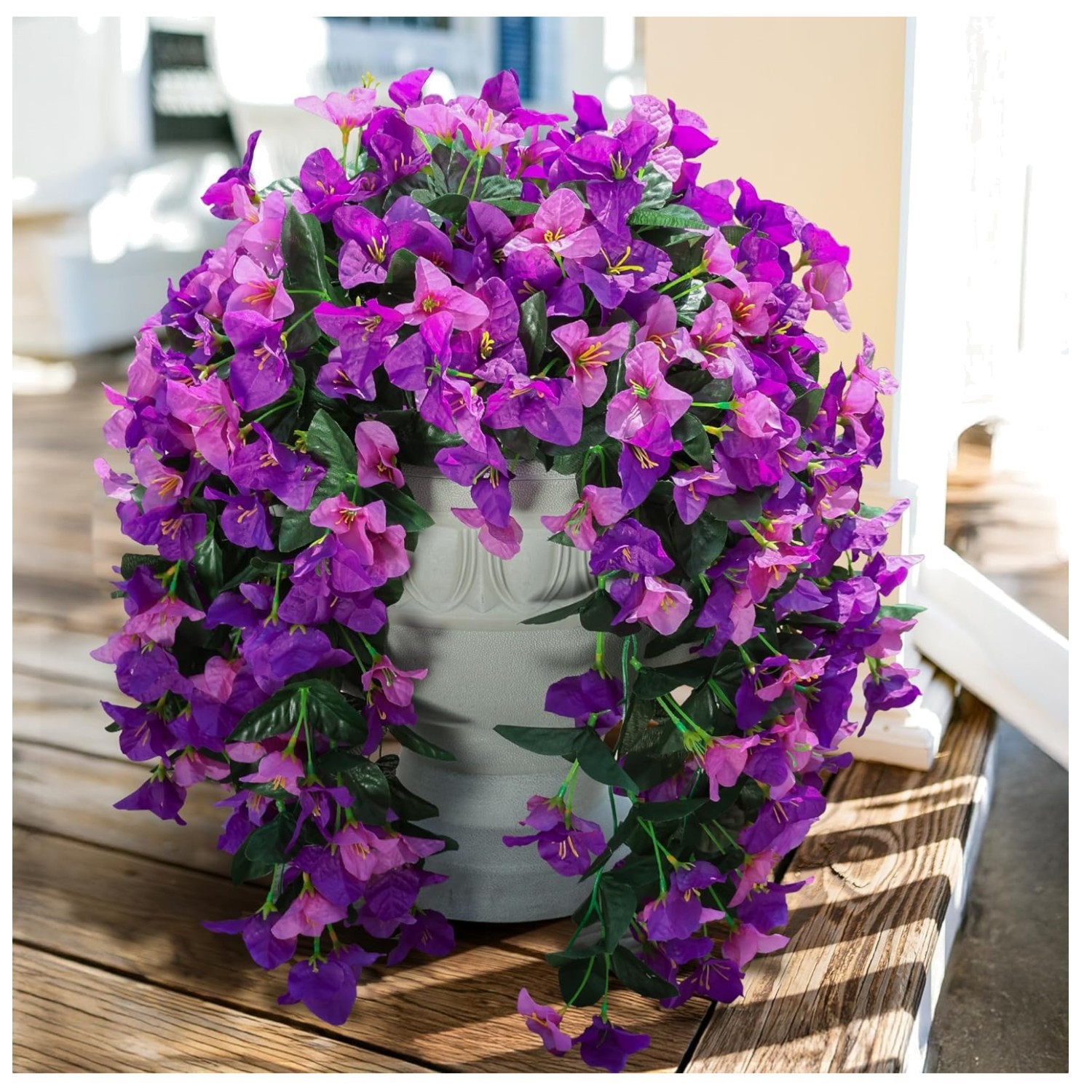 Artificial Bougainvillea Vines 2 Pack UV Resistant Outdoor Flowers for Garden…
