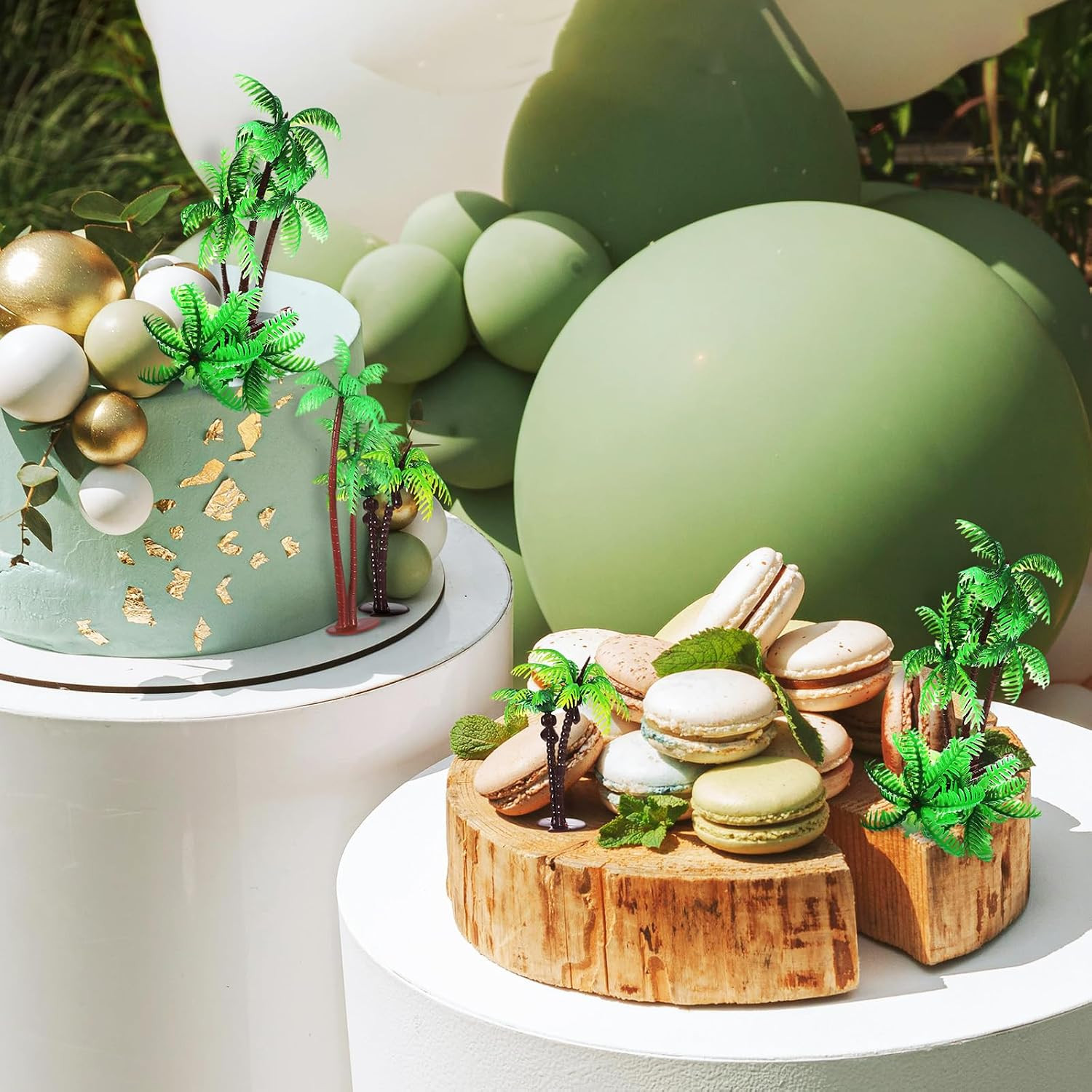 31 Pcs Plastic Coconut Palm Tree Model Set Miniature Tropical Artificial Palm Tr