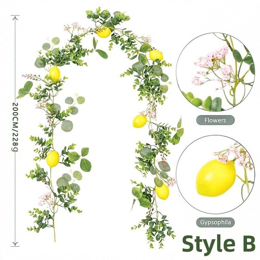 Artificial Lemon Vine with Greenery for Spring Mantel or Shelf Decoration