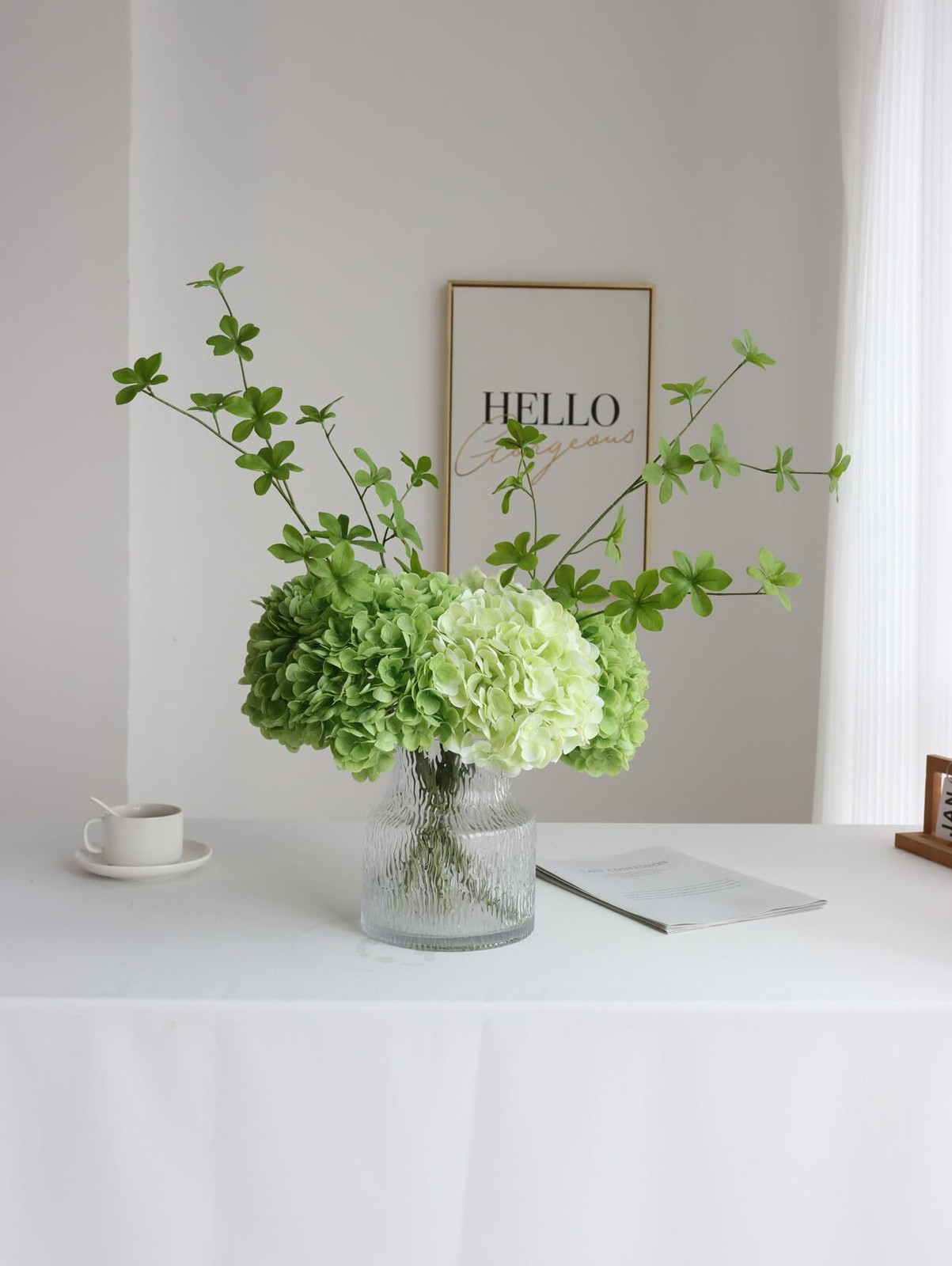 Buart 4PCS Long Stem Big Size Flowers Artificial Silk Hydrangea Lifelike Flow…