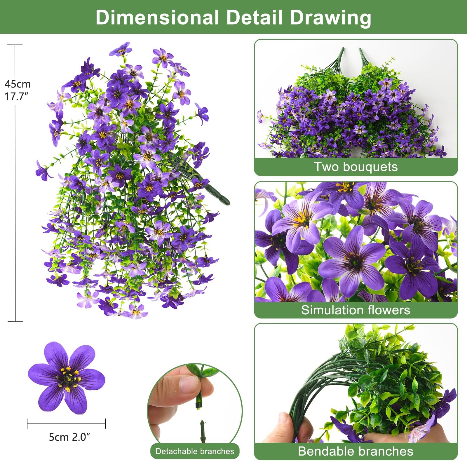 Artificial Flowers for Outdoor Faux Hanging Plants Spring Outside Decor