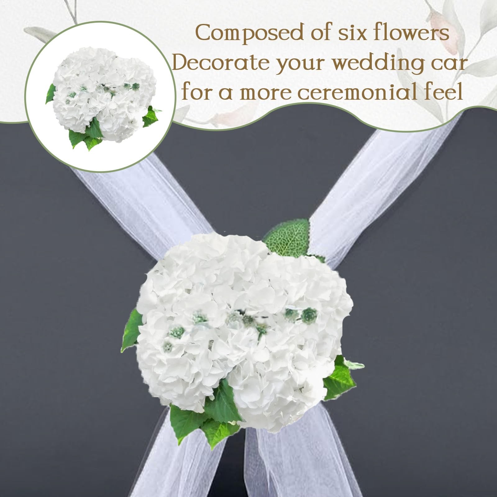 White Satin Ribbon Artificial Flower Wedding Car Bridal Decoration Ornament
