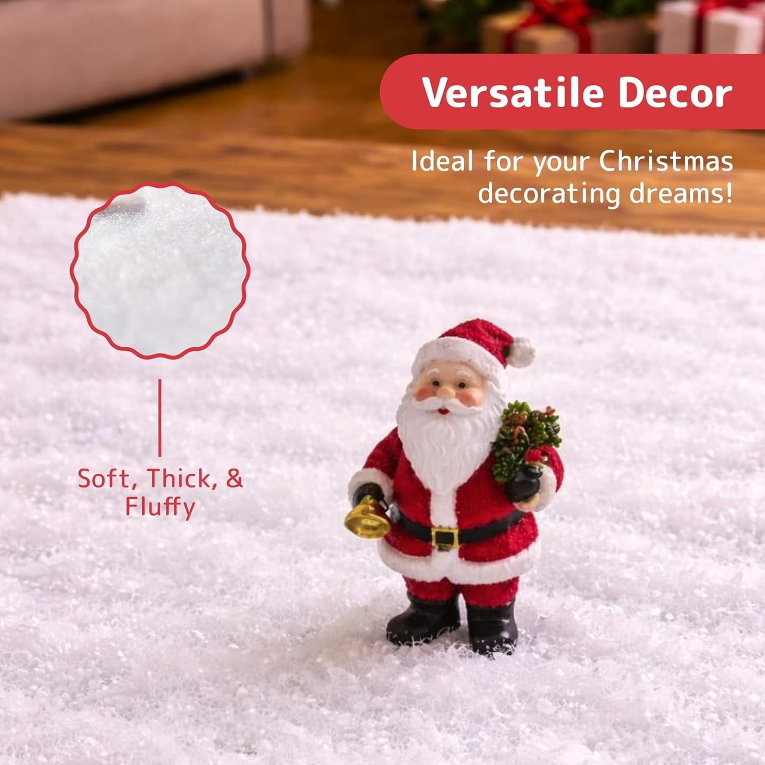 Large 94.5″ x 31.5″ Flame-Retardant Artificial Snow Blanket for Holiday Decor