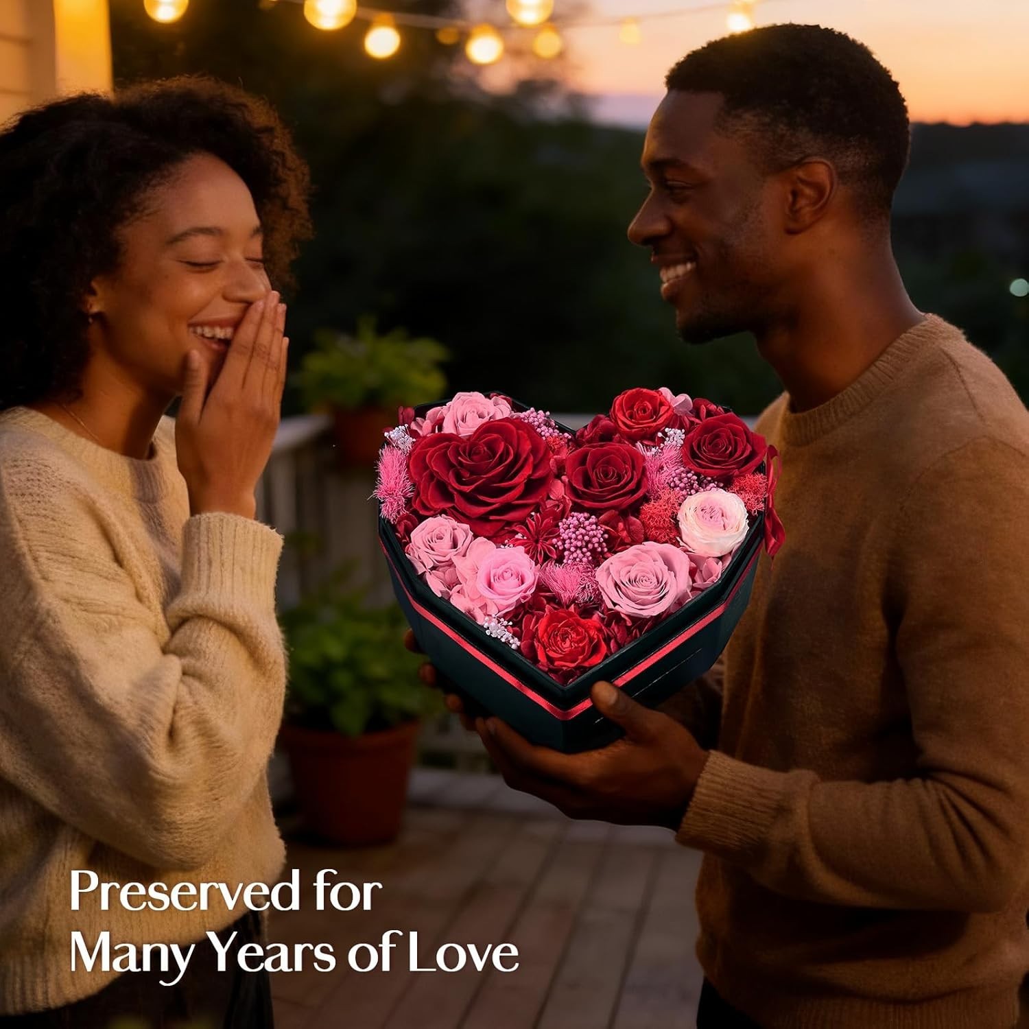 Forever Flowers for Delivery, Gifts for Her 10 Preserved Real Roses in a Box Val