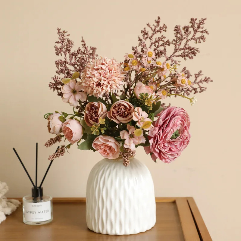 41CM Jiao Bian Lu Lian Qing Ren Cao Fake Flower Bouquet Retro Home Decoration Dr