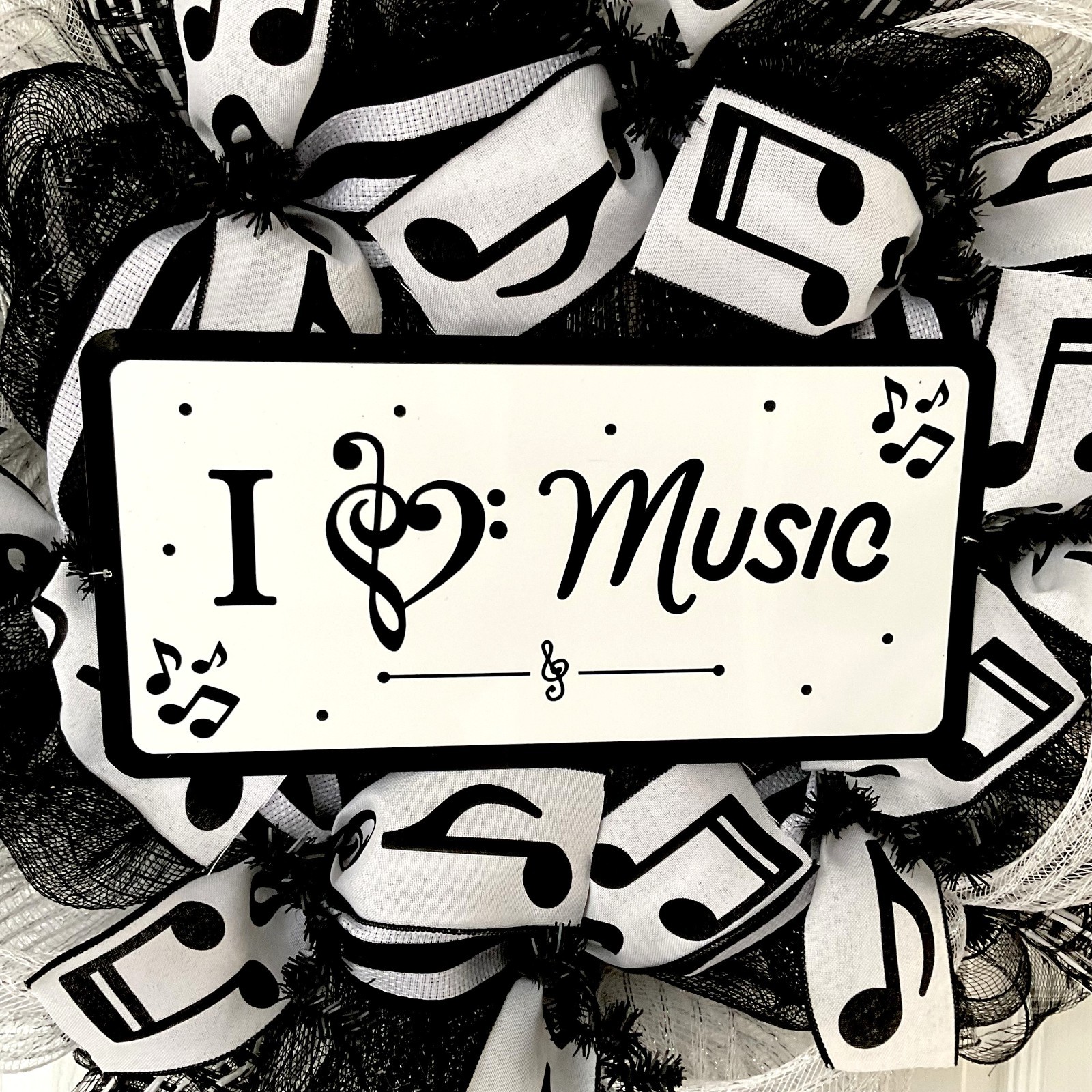I Love Music Handmade Deco Mesh Wreath