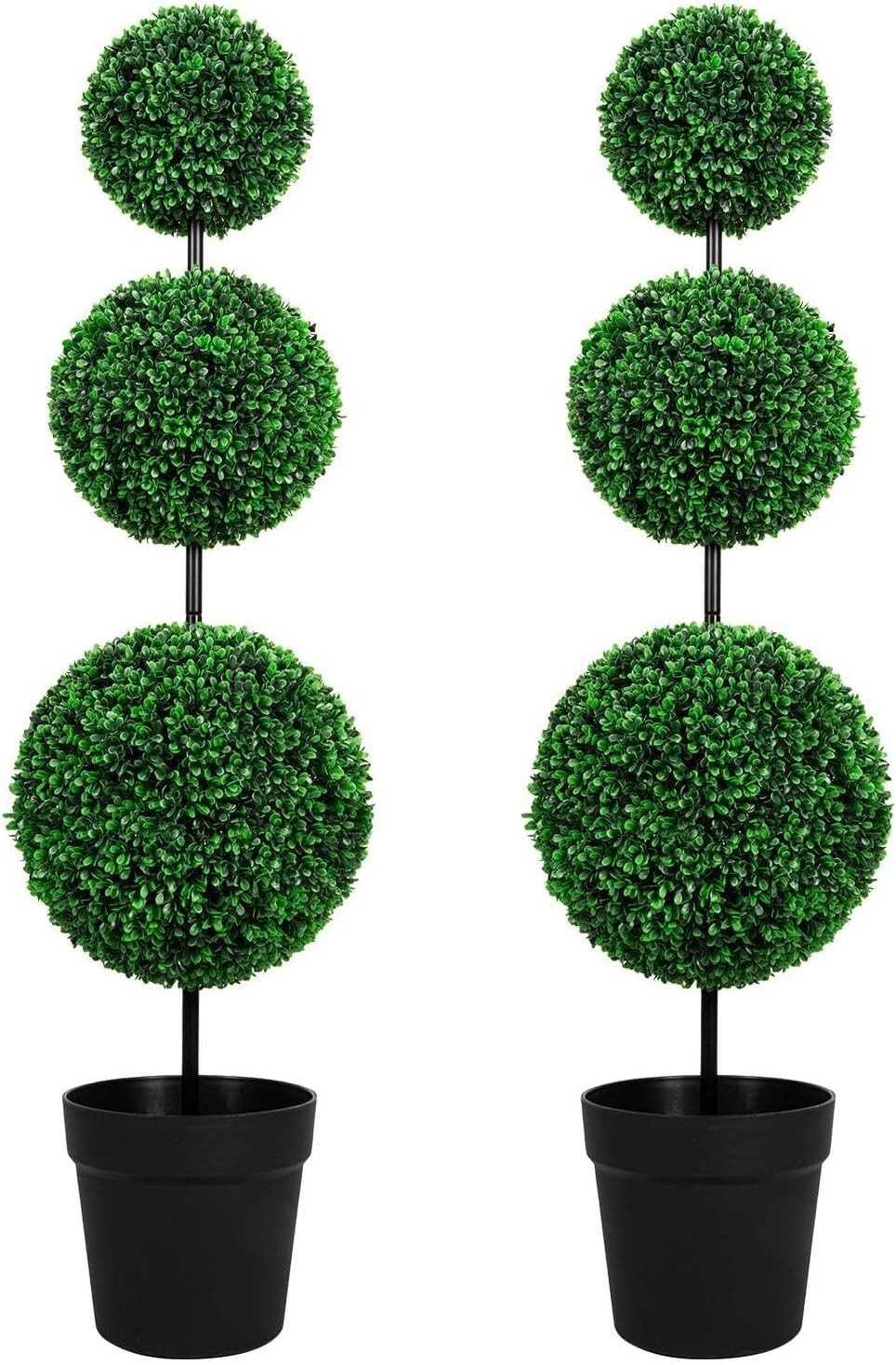 Artificial Boxwood Topiary Tree 4FT Triple Ball Faux Topiary Trees, Waterproo…