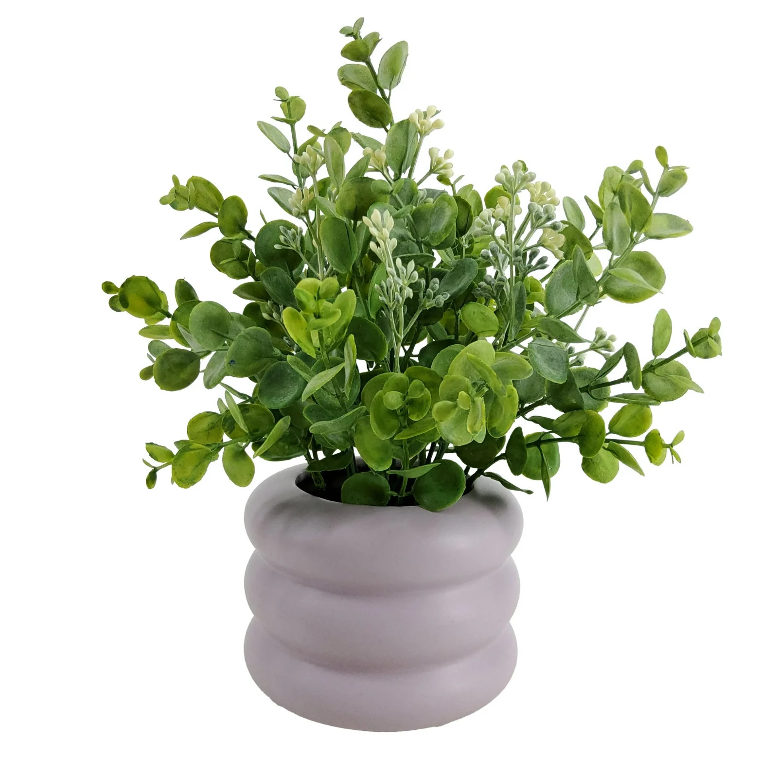 Mainstay 10″ Indoor Artificial Greenery Seeded Eucalyptus Plant in Lilac Pot