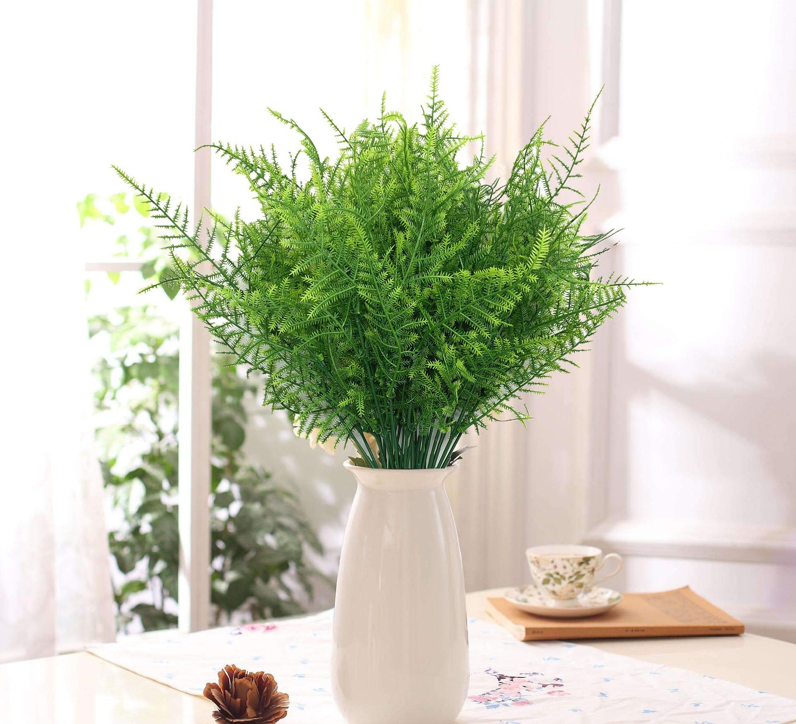 4 Pcs Artificial Plastic Plants Bushes Fern Grass Shrubs Fake Leaves Mats