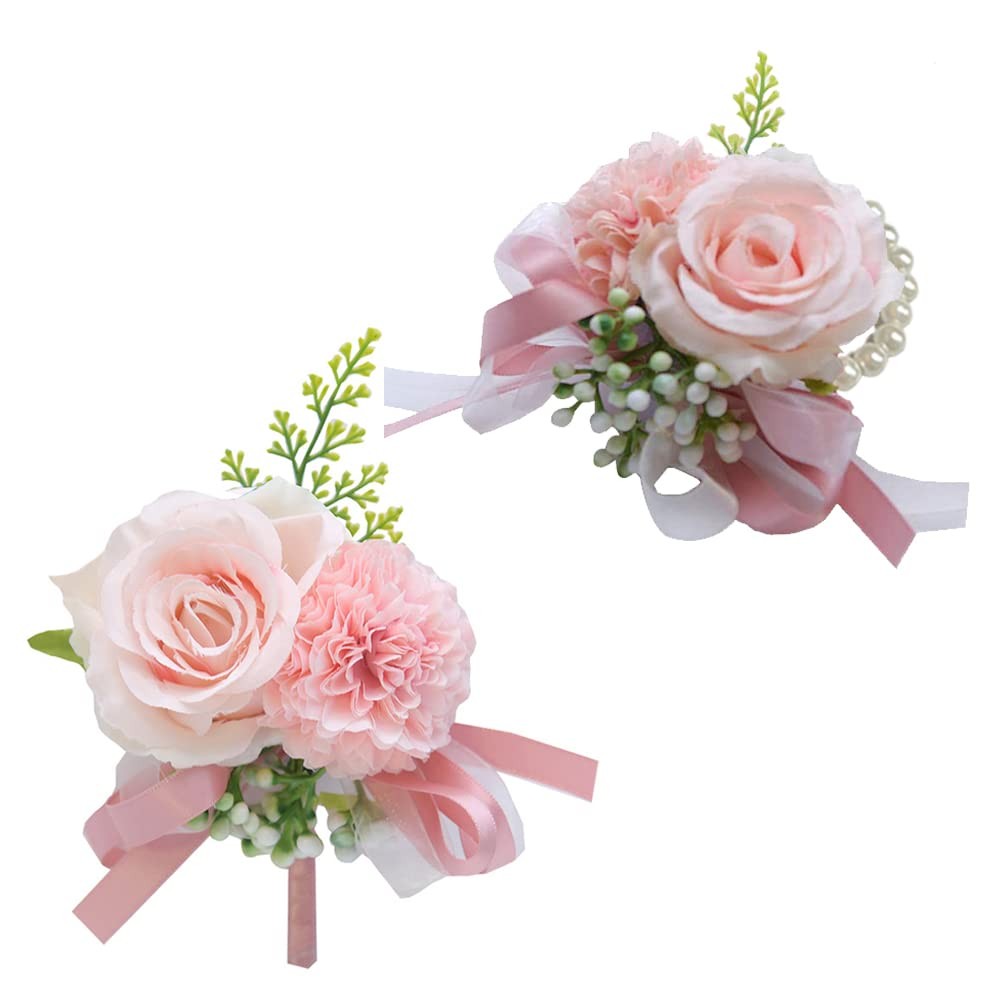 Rose Wrist Corsage, Boutonniere Set, Bride, Groom, Wedding, Prom, Flowers