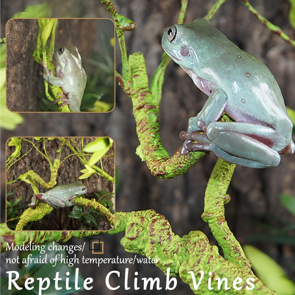 Artificial Reptile Vine Hanging Plants 2Pcs Green Decor For Terrarium Habitat