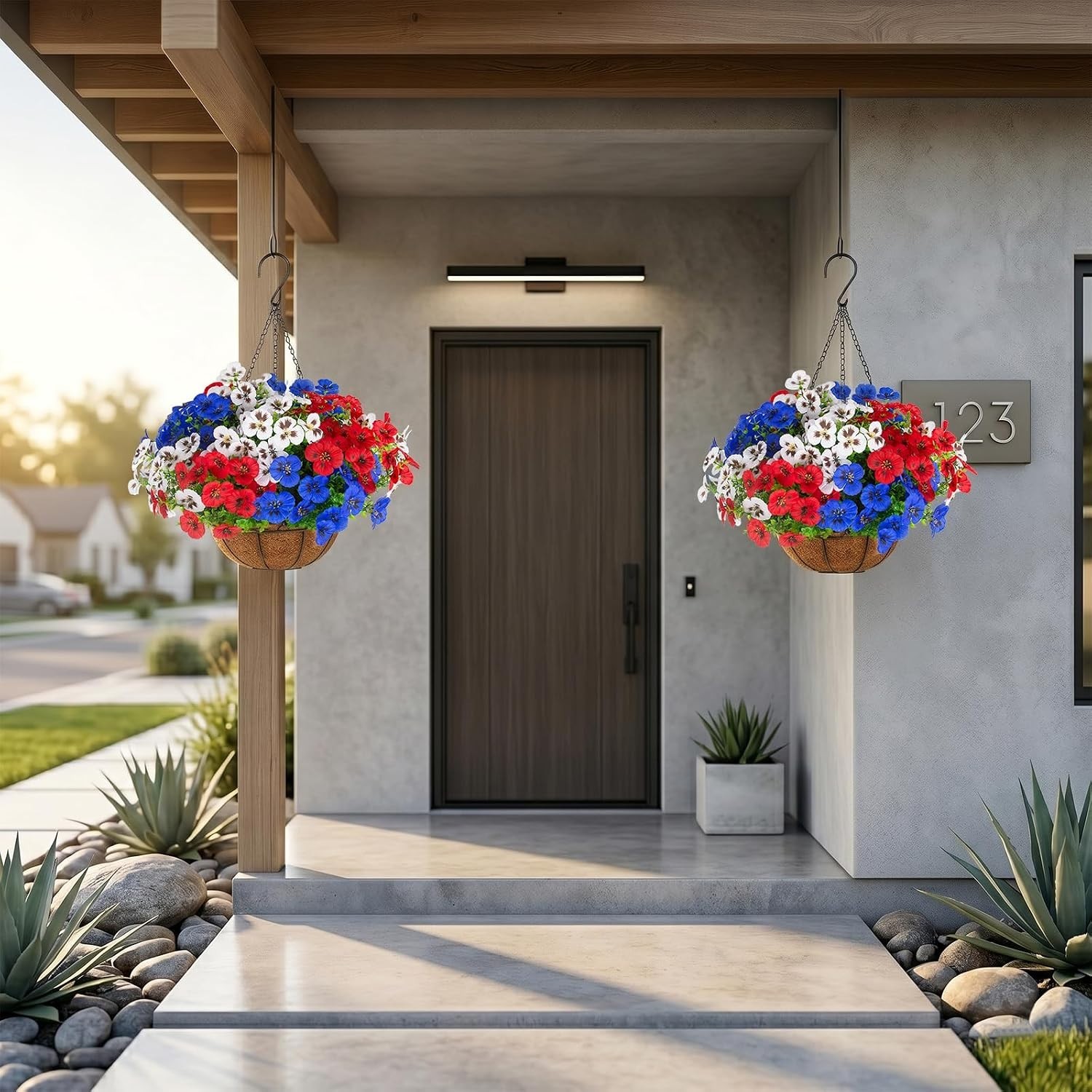 Realistic Artificial Pansies with Hanging Baskets – 24 Pcs