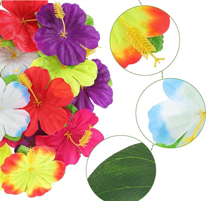 36 Pcs Artificial Hibiscus Flowers Faux Tropical Decor for Parties and Home Deco