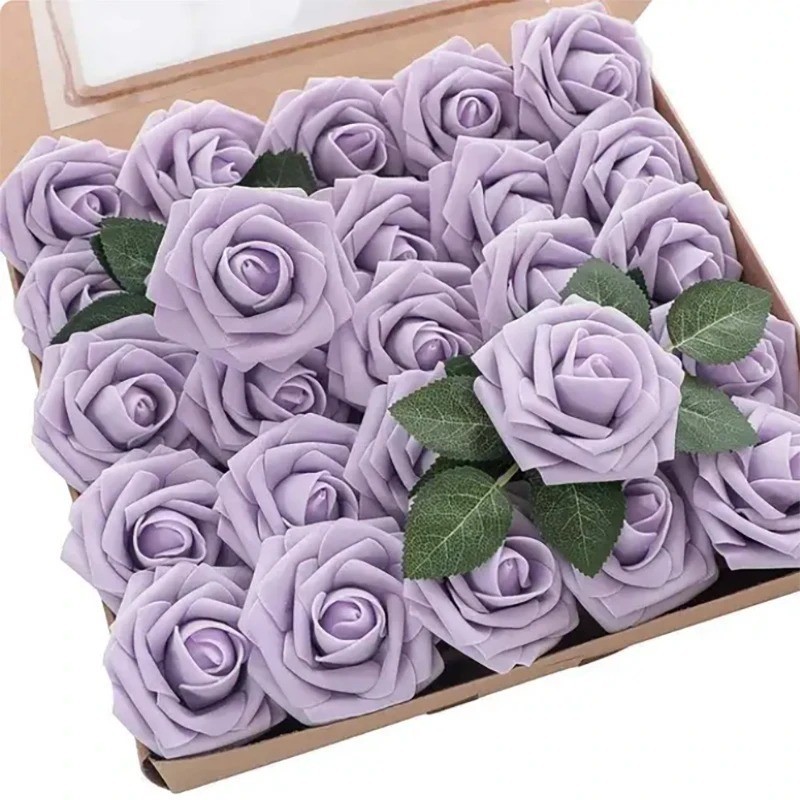25Pcs Artificial Flowers Fake Flowers Roses Stem for DIY Wedding Bouquets Party