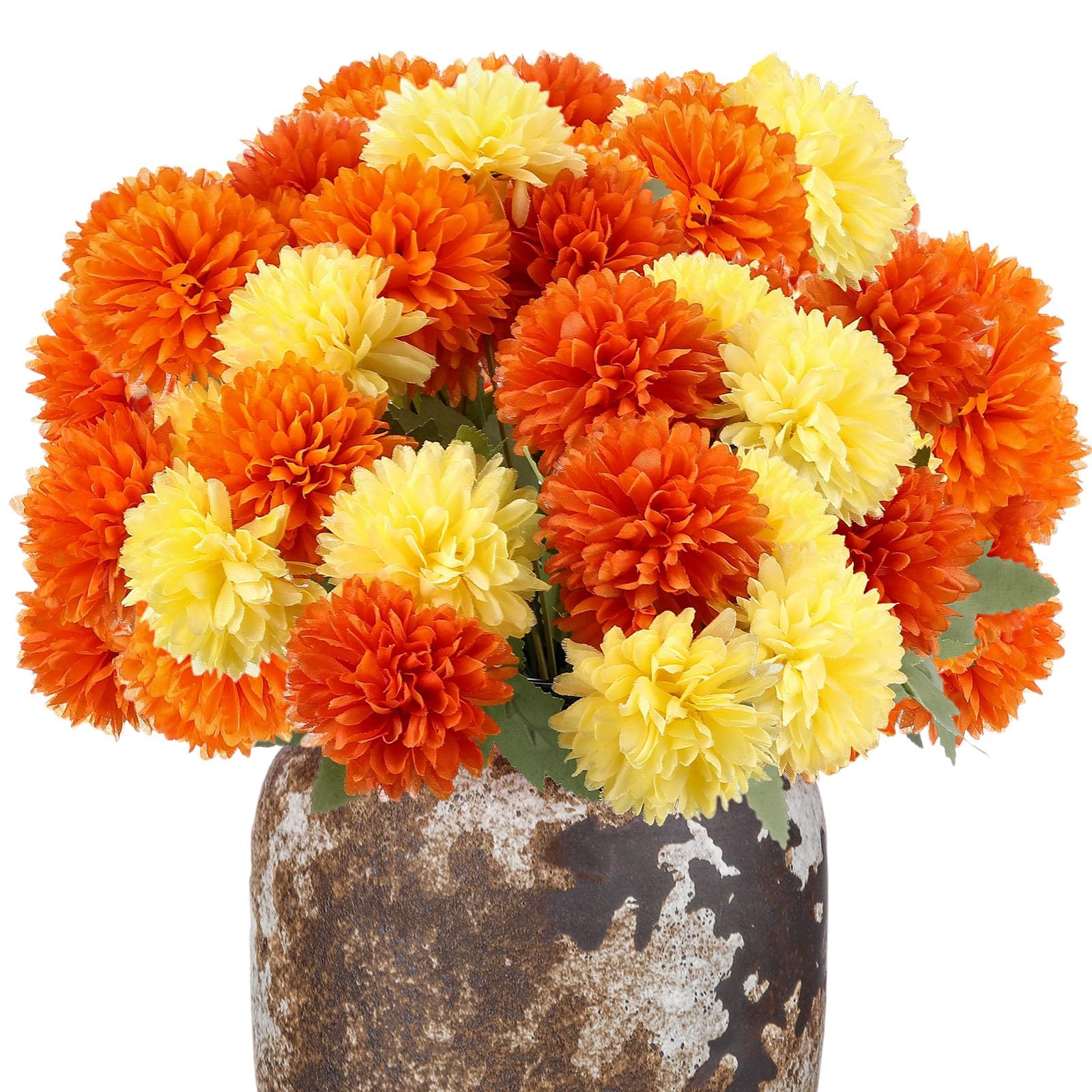 10 PCS Artificial Marigold Flower Faux Chrysanthemum Silk Bouquet Orange