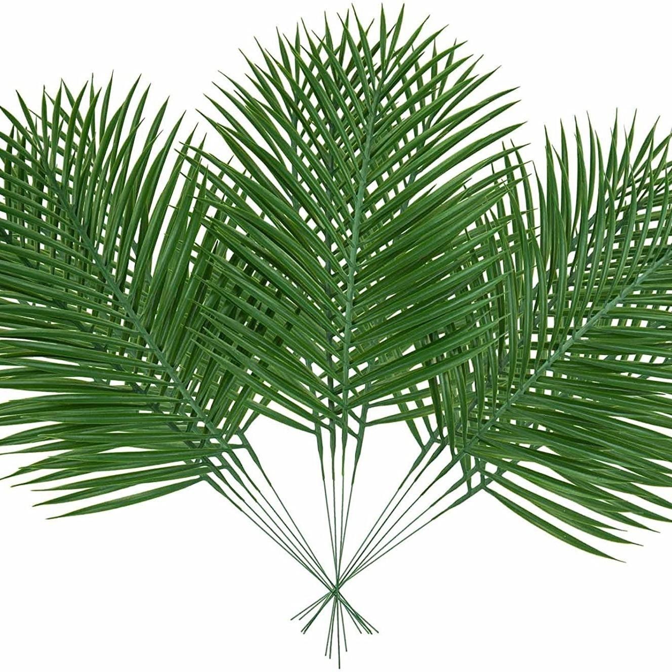 5PCS Gold Artificial Palm Leaves Tropical Faux Plants Home Wedding Vase Decor