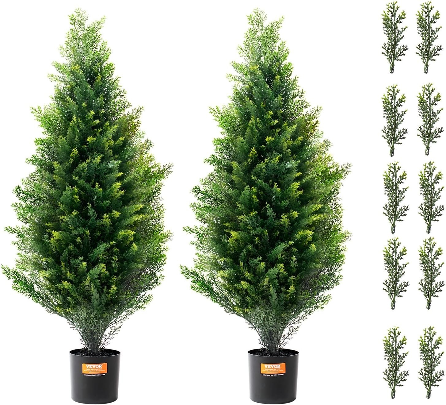 36-inch Faux Cedar Topiary Tree Set – -Round Indoor/Outdoor Plants – 2 Pack
