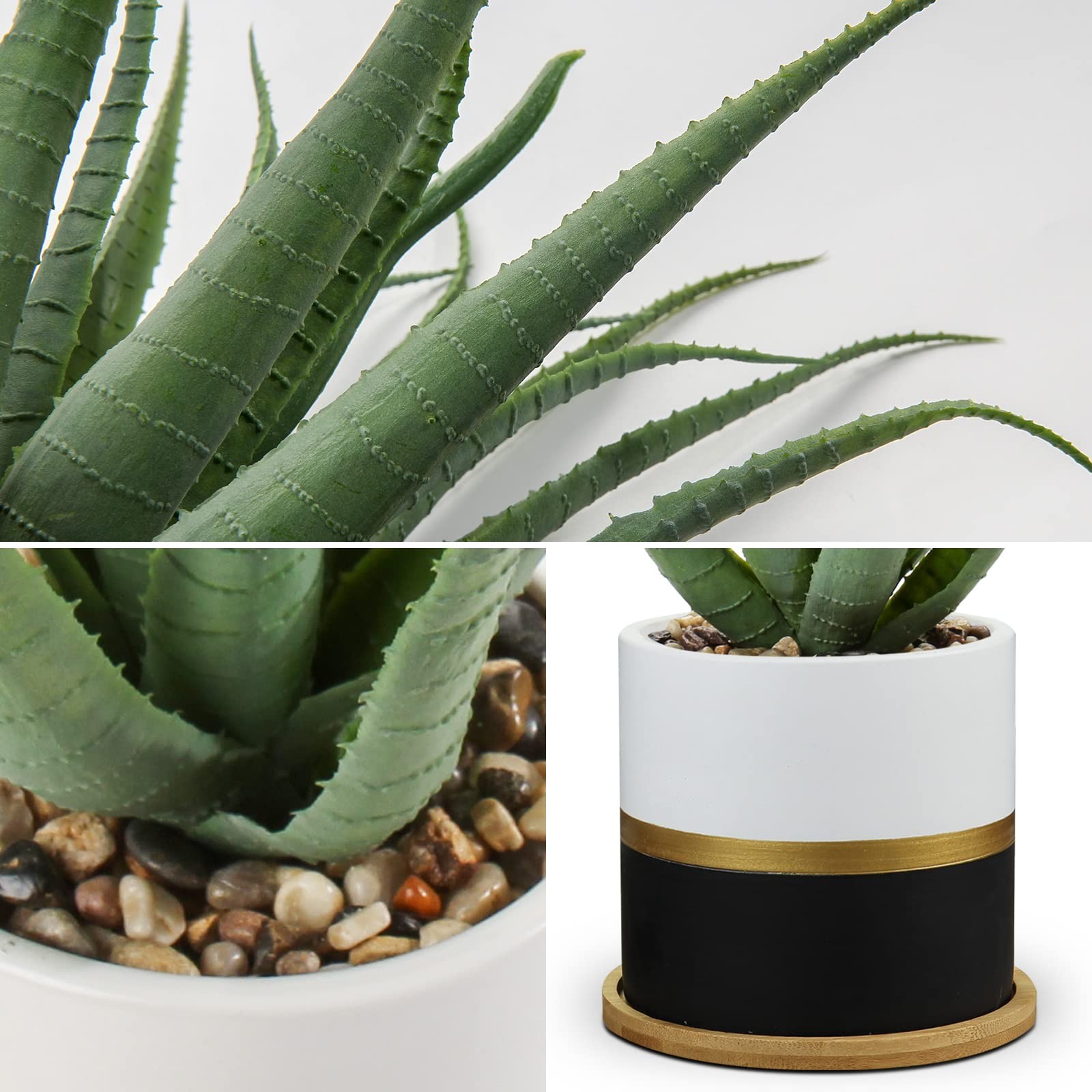 Succulents Artificial Plants Fake Aloe Vera Plants In Gold And Black Pot Farmhou