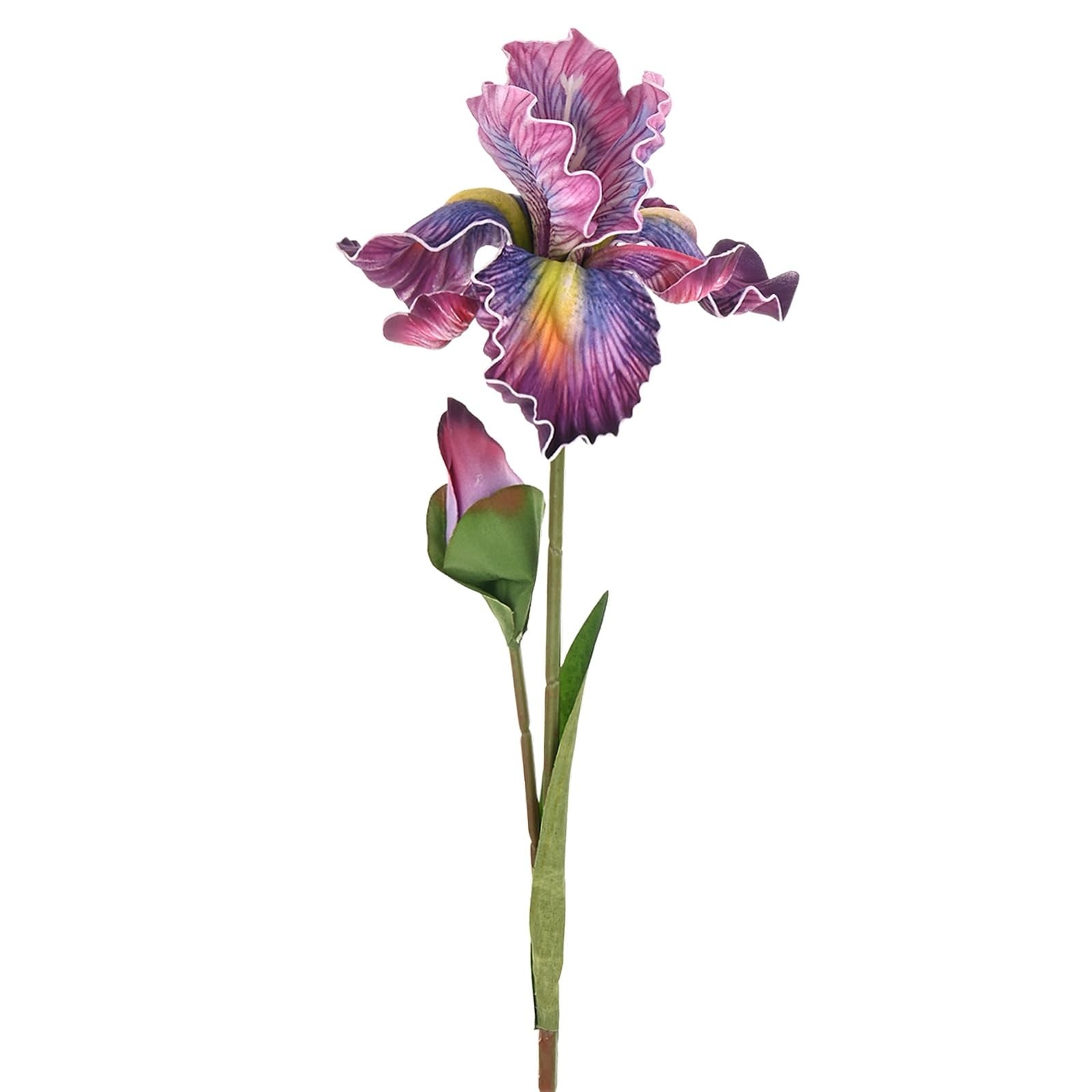 1-Pack Purple Red Artificial Iris Flowers with Flower Bud,17.7 Inch Faux Iris…