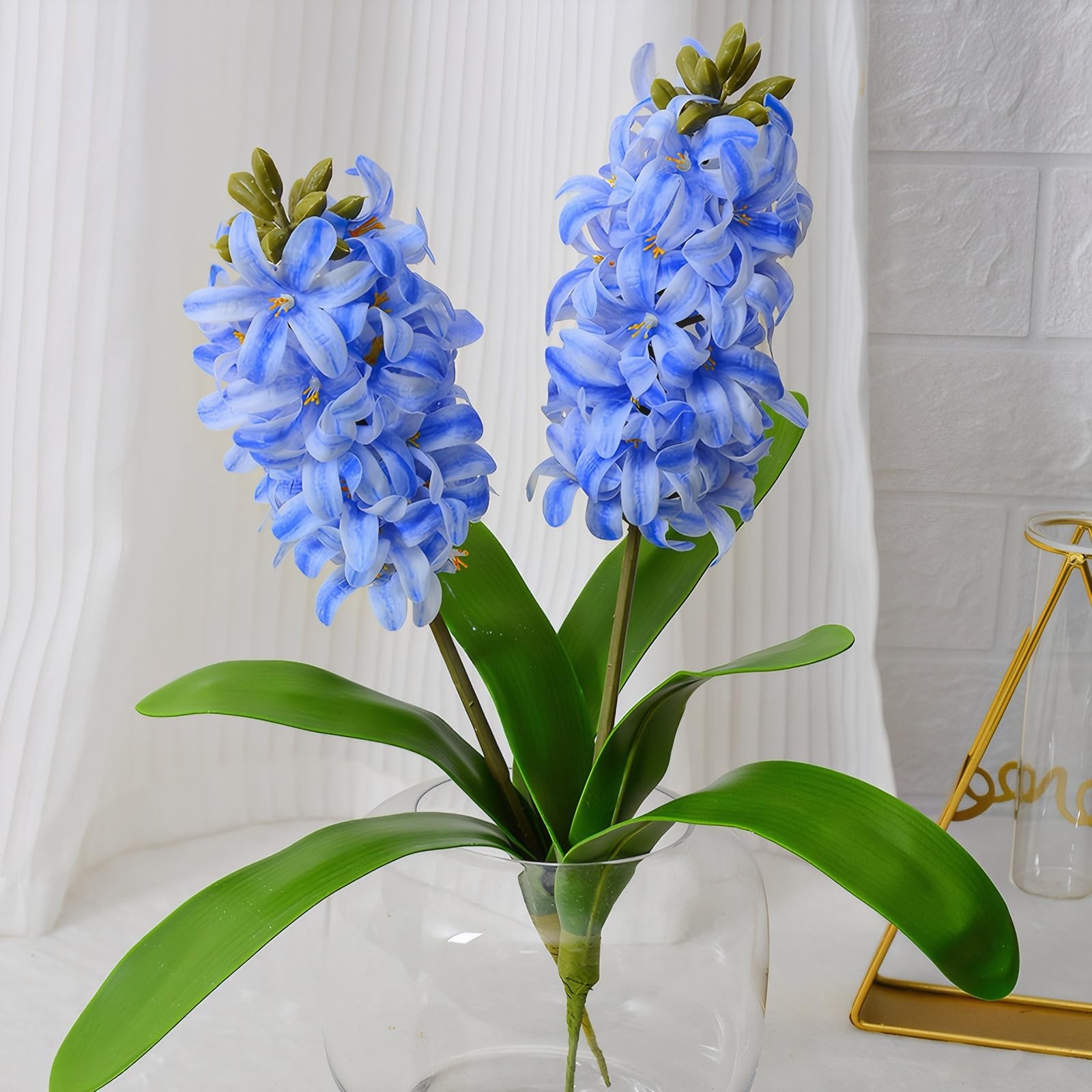 2pcs Artificial Hyacinth Hydrangea Flowers 16″ Real Touch Blue Fake Hyacinth …