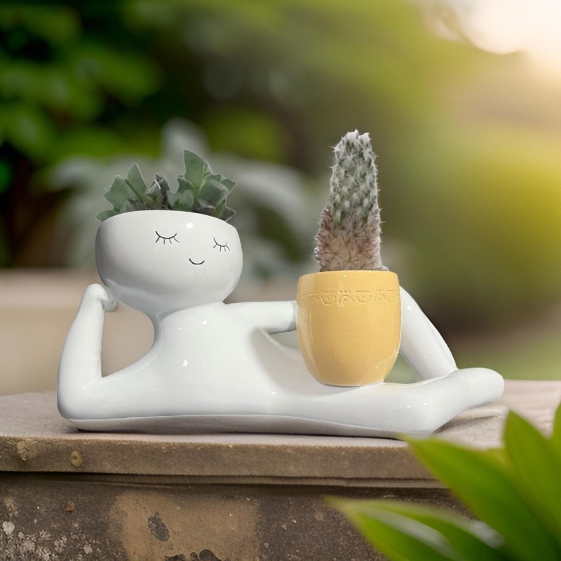 Human Shaped Plant Pots Artificial Succulents Plant Cute Room Decorative