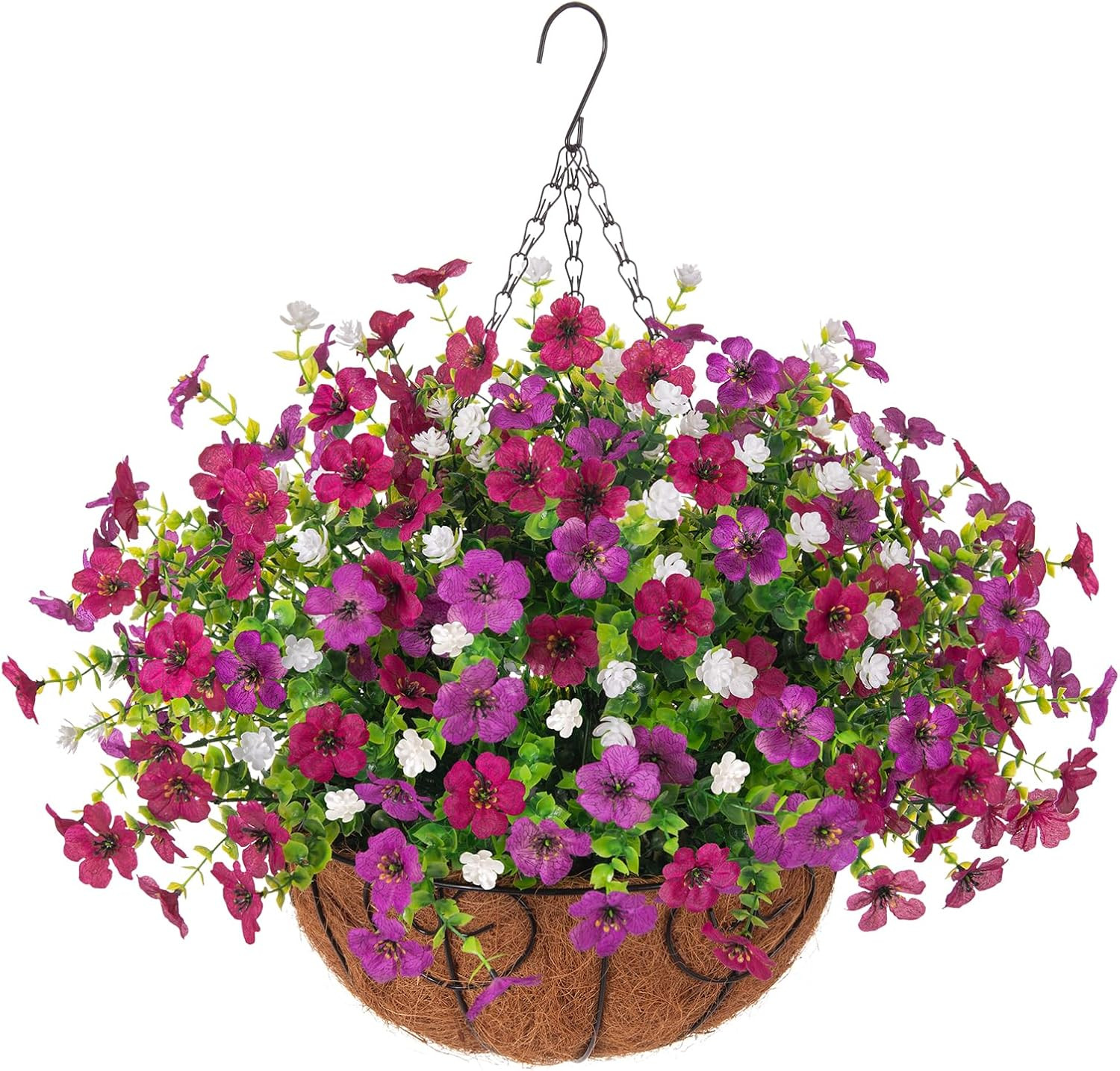 UV Resistant Faux Hanging Plants with Eucalyptus for Outdoor Spring Decor