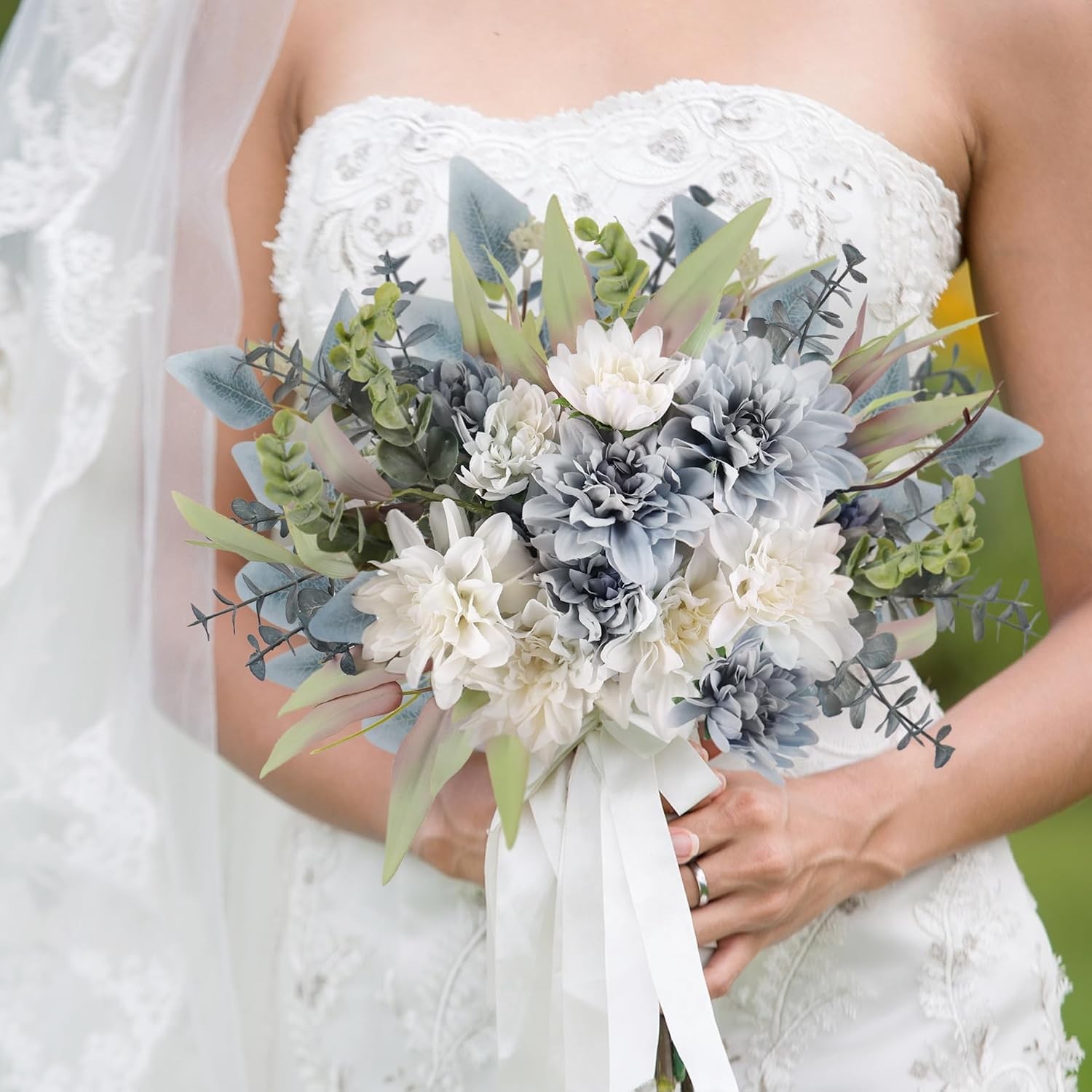 Silk Flower Bouquet Artificial Arrangement, Wedding Rustic Centerpiece Decor