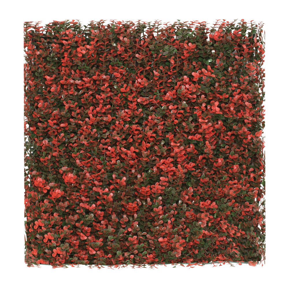 20″x20″ Artificial Grass Wall Hedge Decor Privacy Fence Panel, Red Buxus
