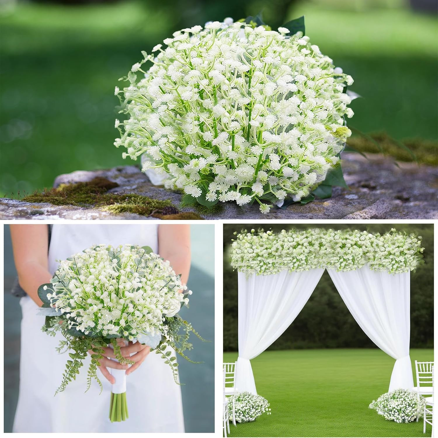 100 Pcs Artificial Baby S Breath Flowers Artificial Flowers Real Touch Fake Bulk