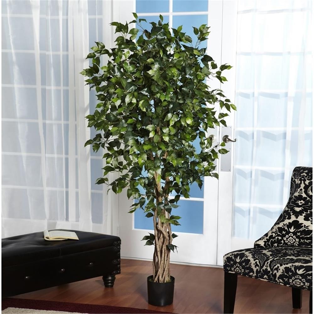 Pemberly Row 72″ Palace Style Ficus Silk Tree with 1596 Leaves in Green/Black