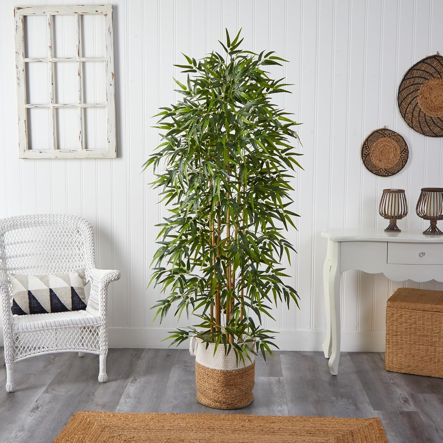 6Ft Artificial Bamboo Tree in Handmade Jute & Cotton Basket – Perfect Decor!