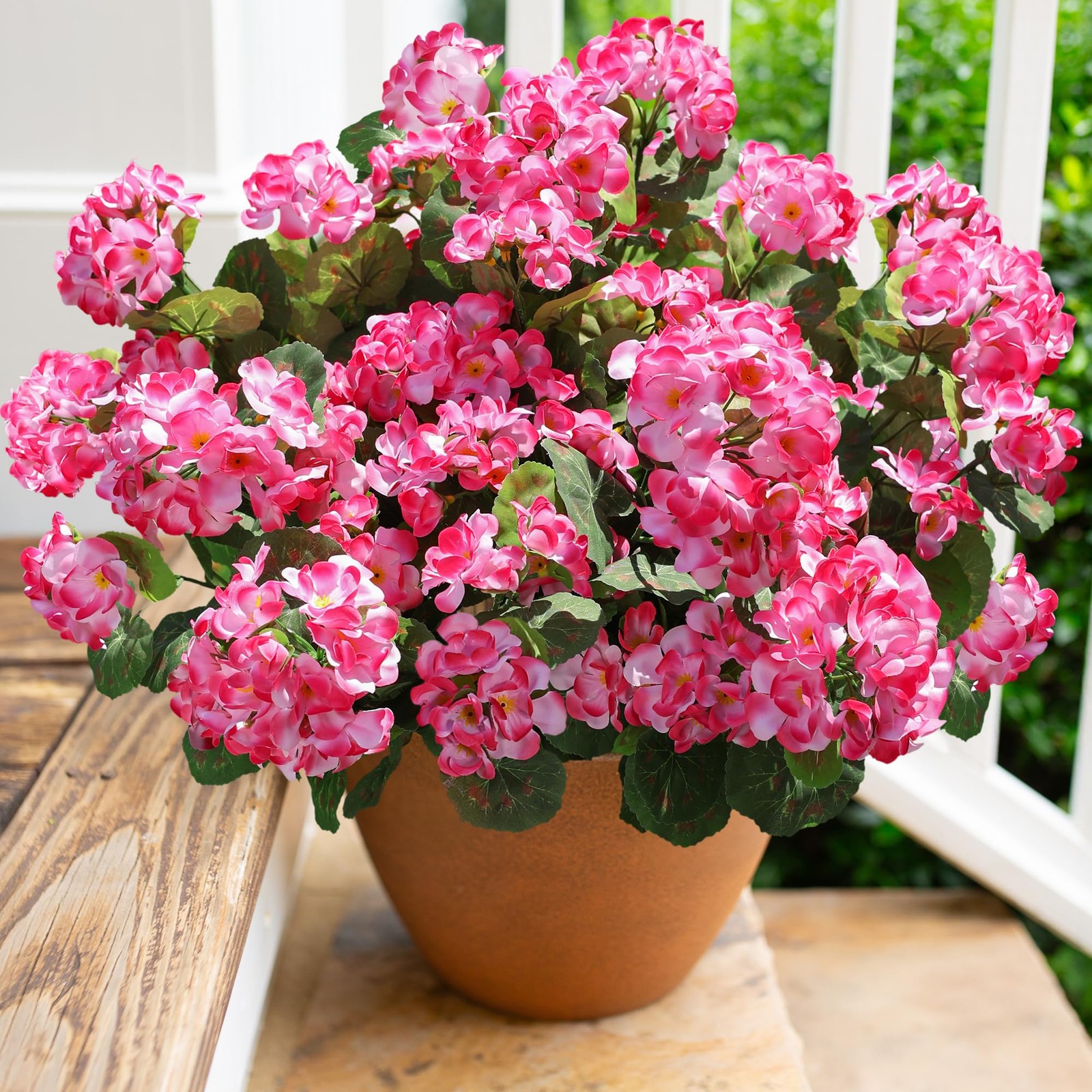 Artificial Geranium Fake Flowers for Outdoors Decoration, 6 Bundles Silk Gera…