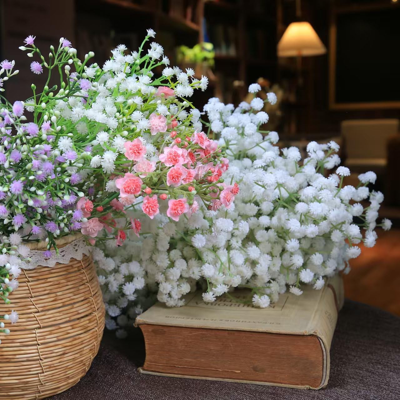 White Baby Breath Artificial Flowers Bulk Gypsophila Wedding Decor 100 PCS
