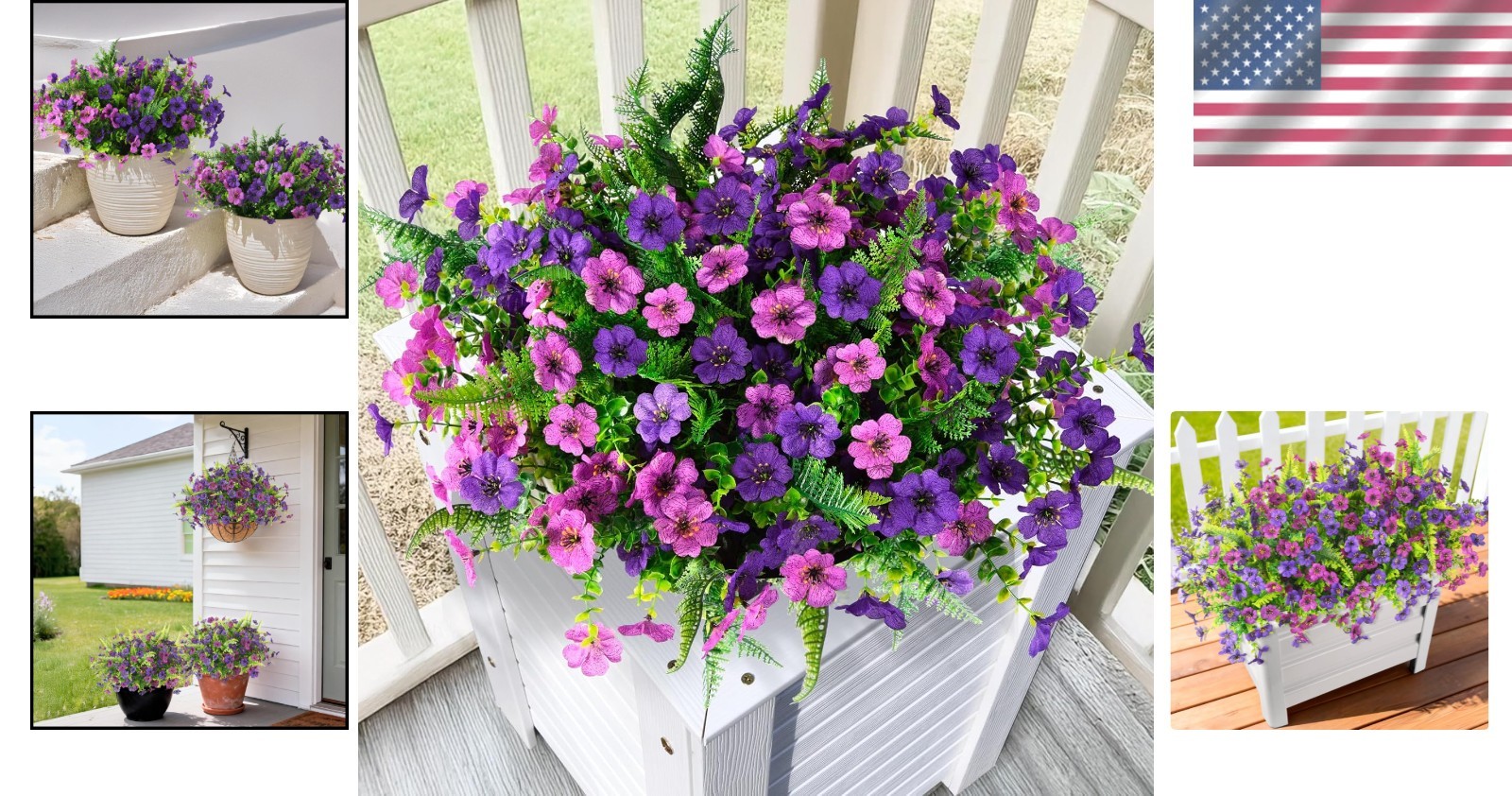 Realistic 12-Bundle Artificial Flowers with Ferns for All-Season Outdoor Display