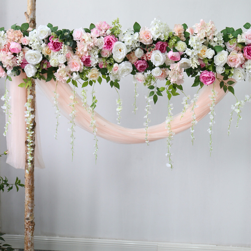100cm Artificial Rose Flower Row Wedding Arch Stage Wall Background Decoration