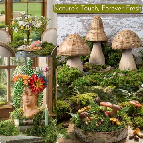 7OZ Moss for Plants Indoor, Natural Looking Faux Grass for Crafts, Fresh Green