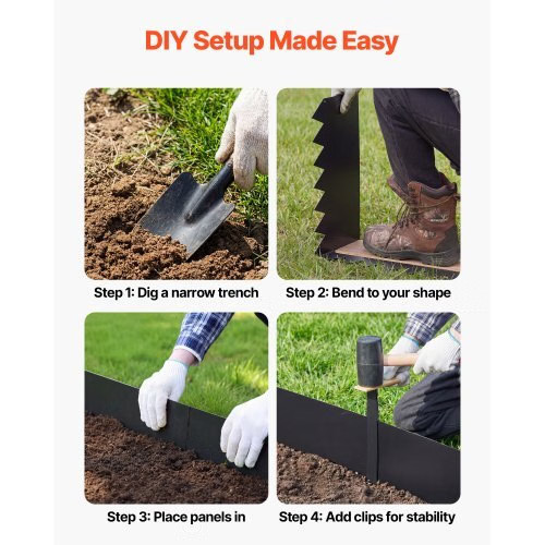 Galvanized Steel Landscape Edging, 6-Pack 40 x 10 Inch Metal Edging for Landscap