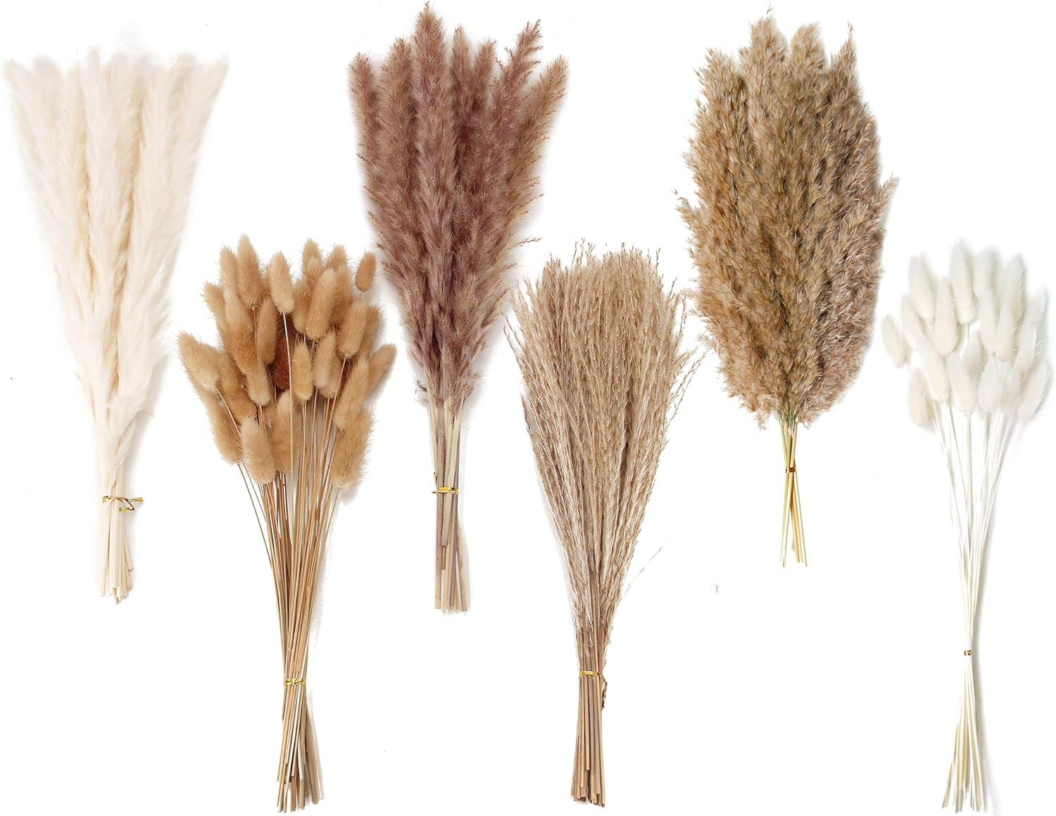 Natural Dried Pampas Grass Decor, 110 PCS Pampas Grass Contains White Bunny Tail