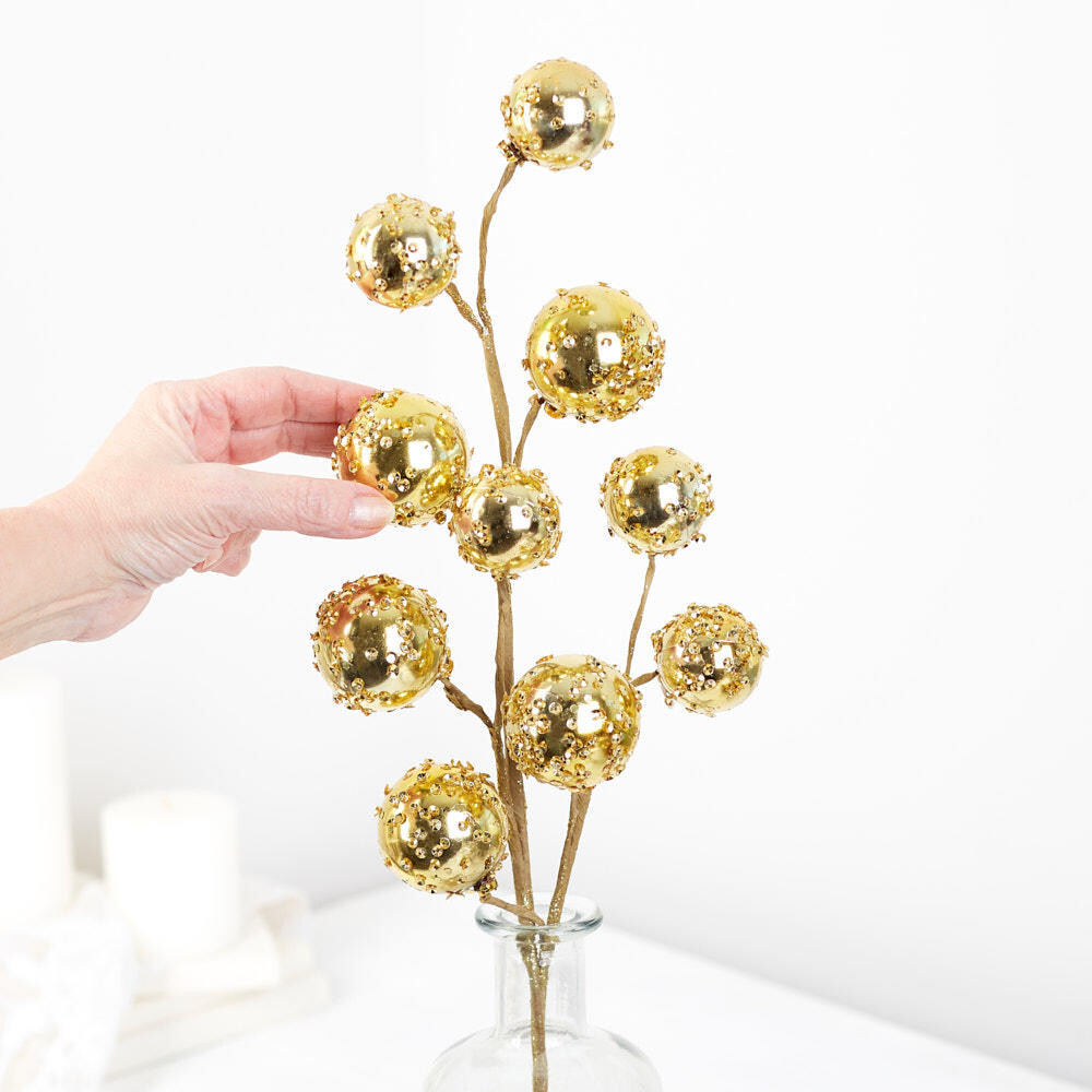 Set of 2 Artificial Iced Gold Ornaments Decorative 27″ Sprays