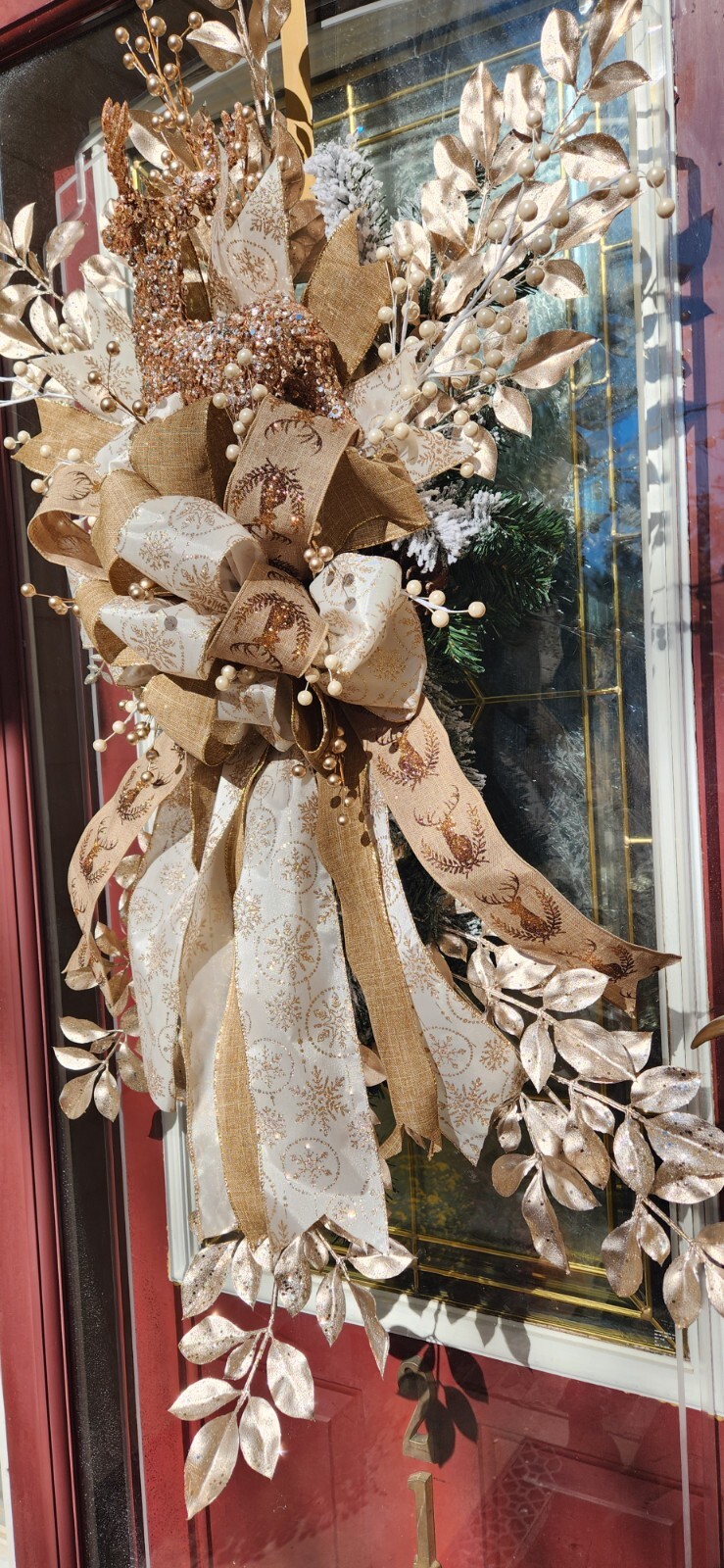 🎄Rustic Christmas Elegant Golden Holiday Door Decor Hunters Wreath