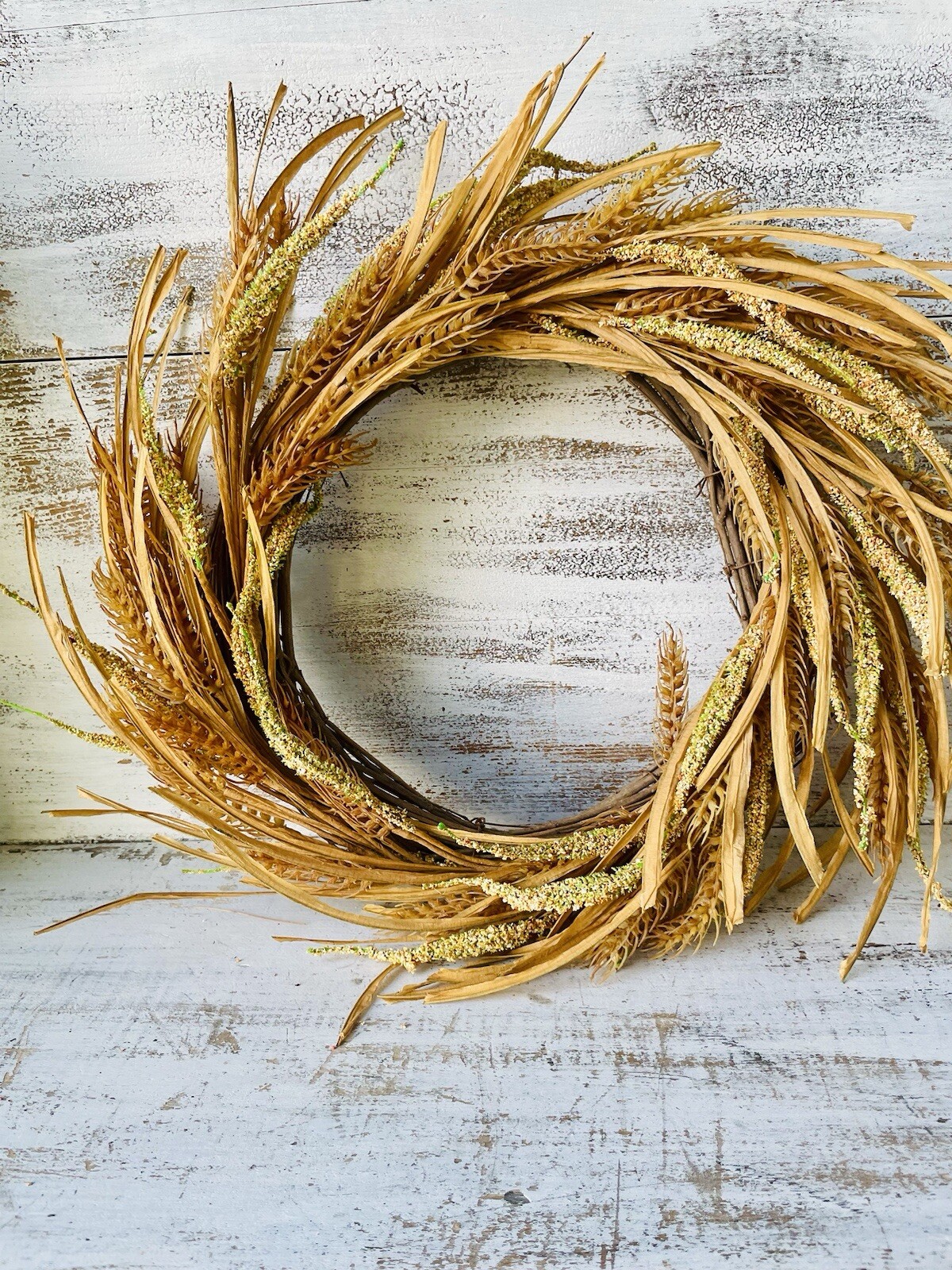 Wheat And Dried Grass Wreath Primitive Country Farmhouse