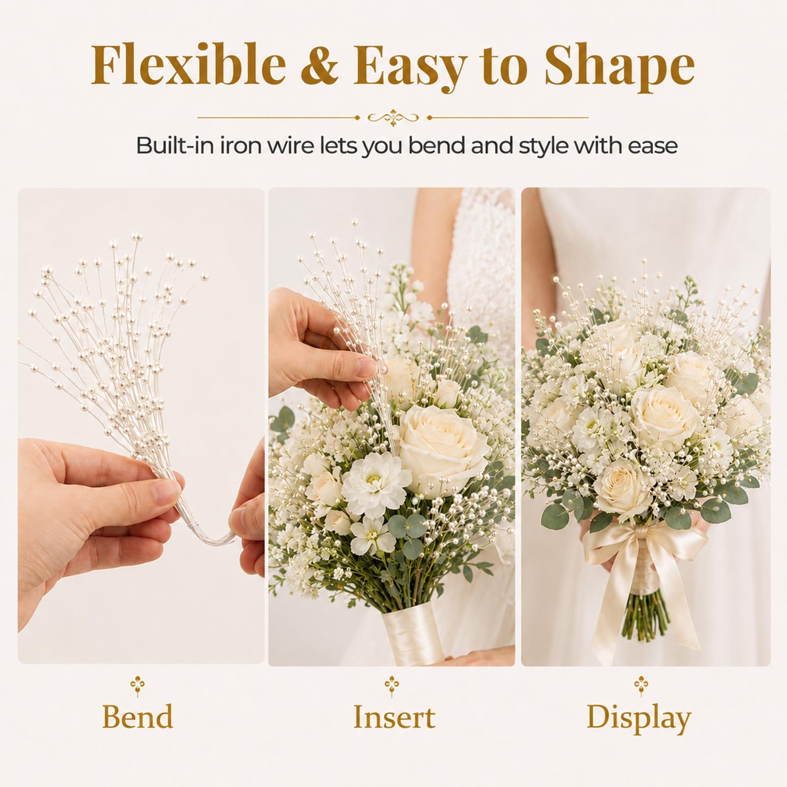 100Pcs Bridal Wedding Pearl Bouquet Party Decoration Pearl String Beaded Garl…